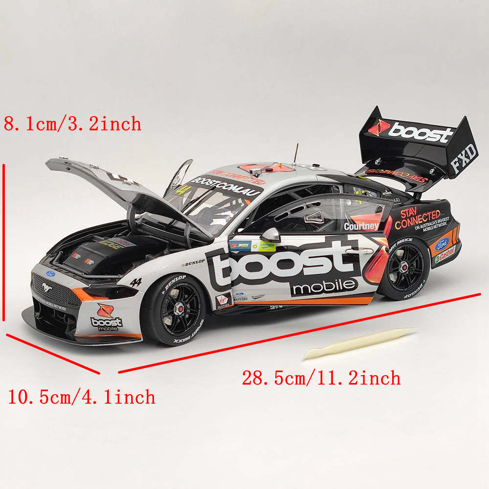 1/18 Scale Authentic Boost Mobile Racing #44 Ford Mustang GT 2020 Diecast Model Car - James Courtney Collectible Toy Car Gift for Kids & Adults - Perfect for Display, Racing Enthusiasts & Car Collectors