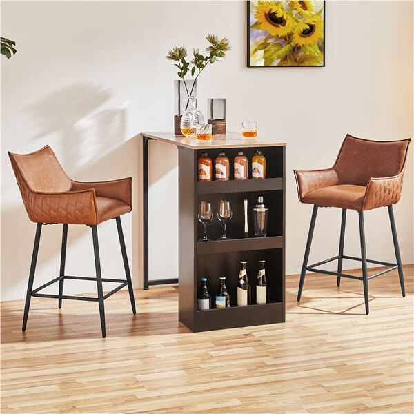 Yaheetech 4-Piece Modern Bar Stools Set - Adjustable Height Counter Stools for Kitchen Island, Breakfast Bar & Home Decor - Comfortable PU Leather Seat with Metal Frame (Black)