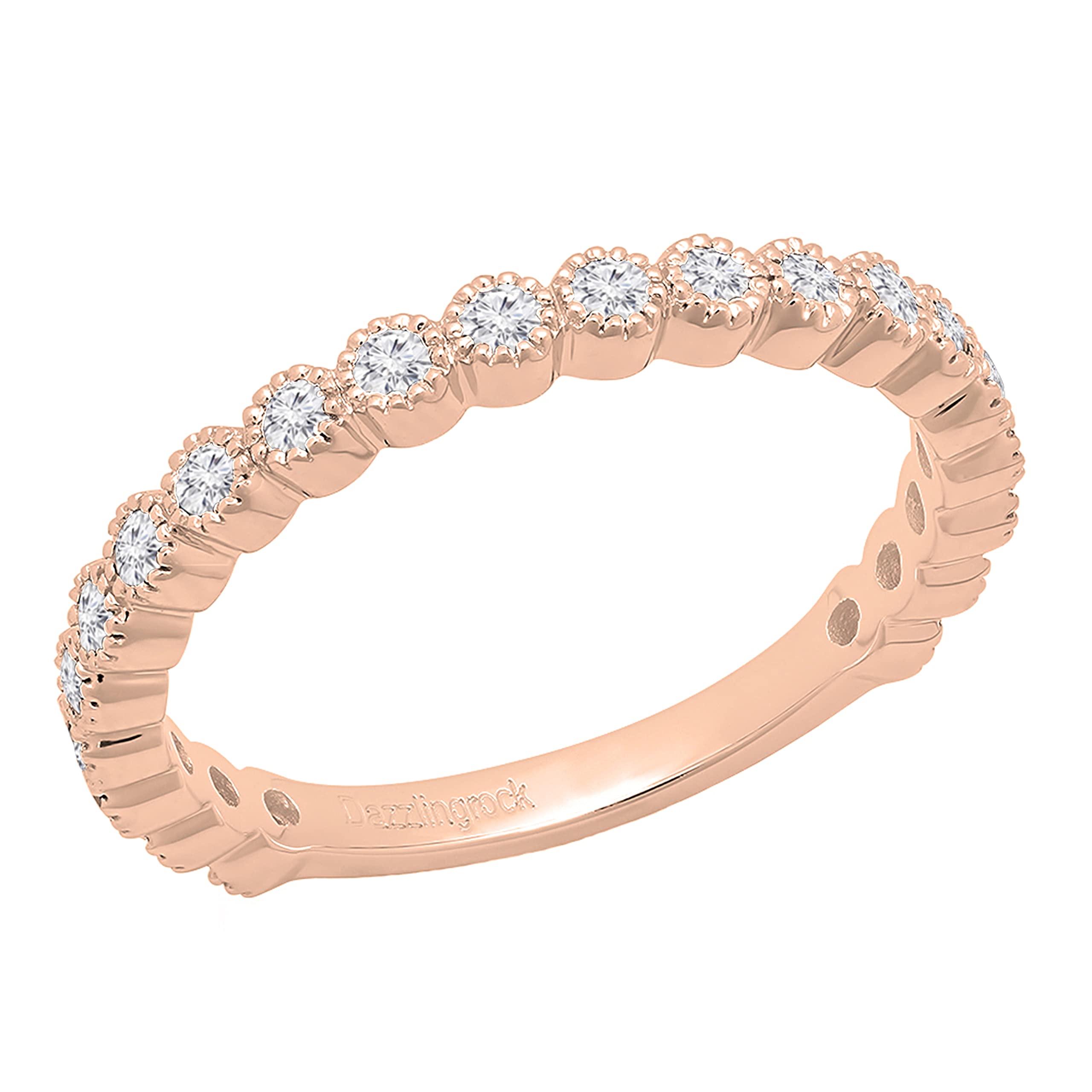 10K Solid Gold Round Cubic Zirconia Stackable Wedding Eternity Band Ring for Women - White Clean Clarity | Dazzlingrock Collection | Perfect for Bridal Jewelry, Anniversary Gifts & Everyday Elegance
