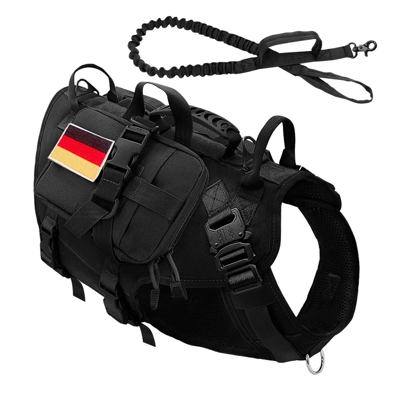 YCZOD Tactical Dog Harness - No Pull Military Vest for Medium & Large Dogs, Adjustable Pet Harness with Pouches for Training, Hiking & Outdoor Adventures