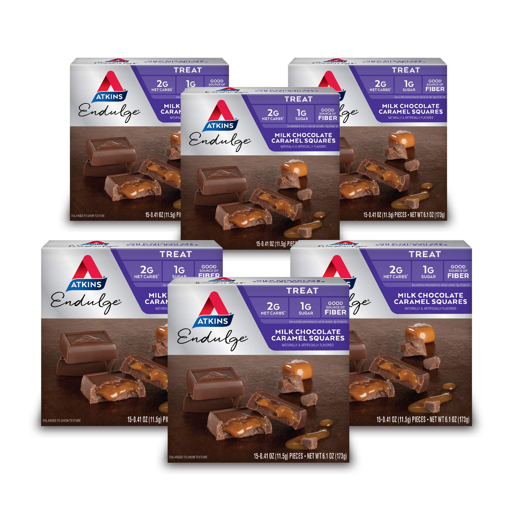 Atkins Endulge Milk Chocolate Caramel Squares - Low Sugar Dessert Snacks with High Fiber (90 Count) | Keto-Friendly Treats for Weight Loss & Healthy Lifestyle