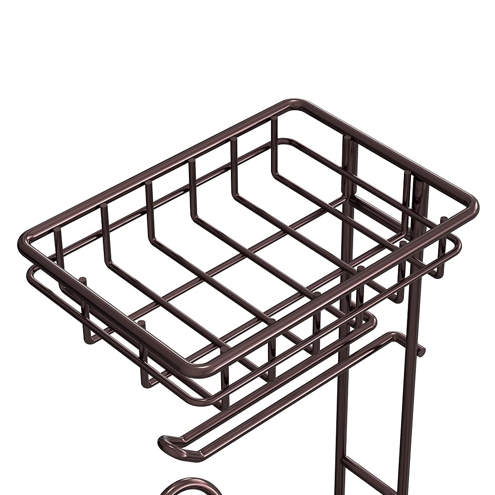 Free Standing Toilet Paper Holder with Shelf - Bathroom Tissue Roll Holder for Mega Rolls, Phone & Wipes - Bronze Finish | Perfect for Bathroom, Vanity & Powder Room Organization