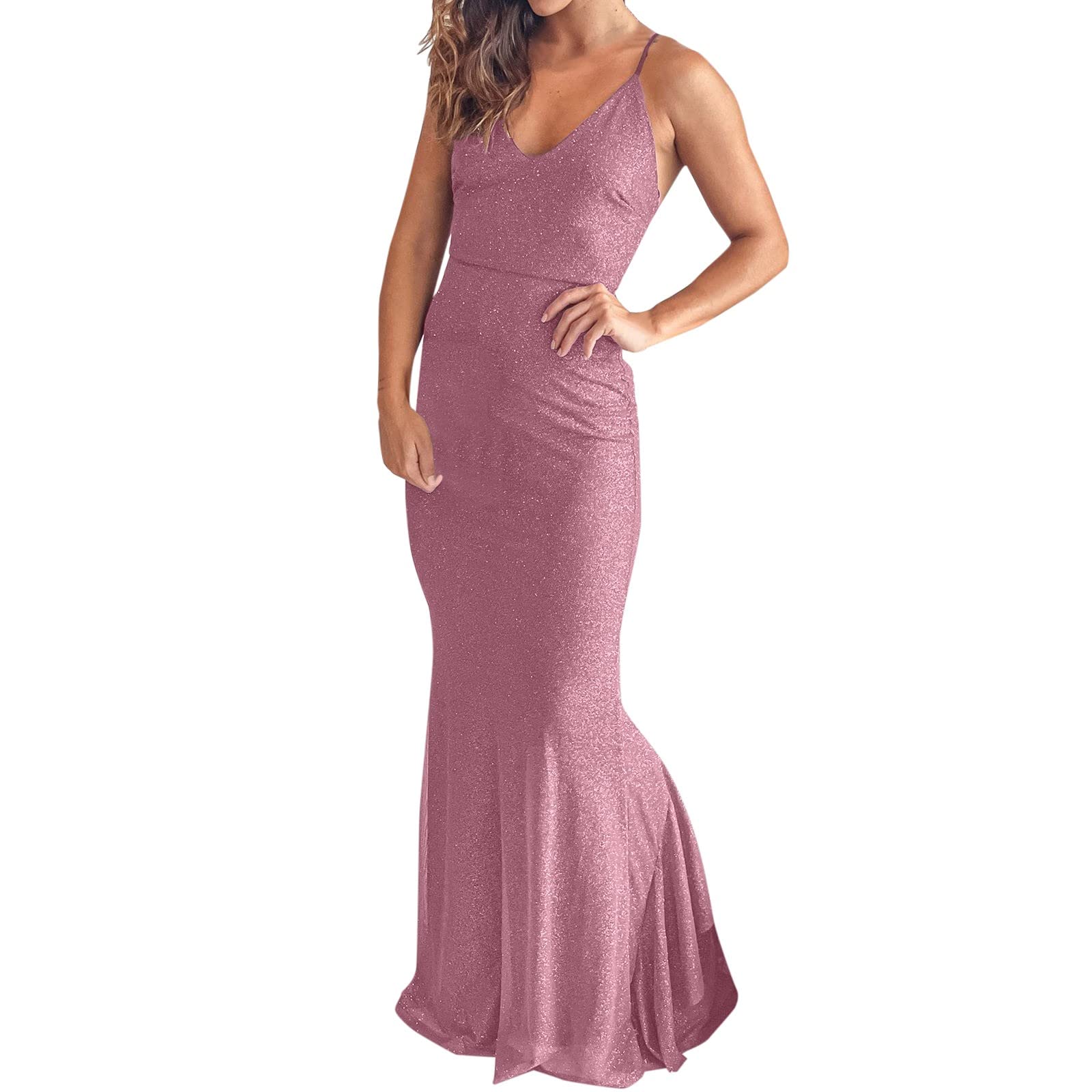Elegant Women's Mini & Maxi Dresses for Prom, Cocktail Party, Evening Gown - Strappy V-Neck Ball Dress for Special Occasions