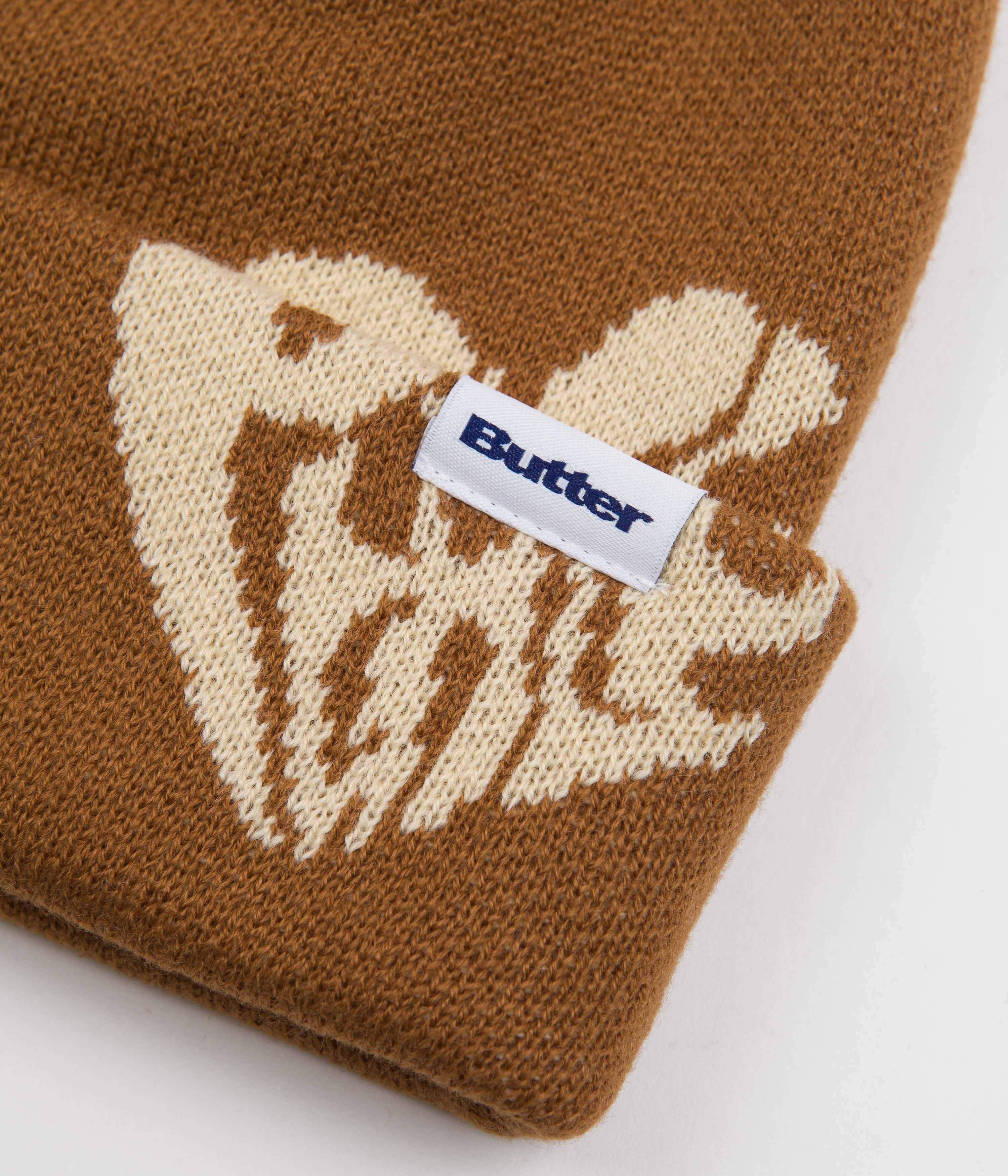 Butter Goods Peace Beanie - Soft Knit Winter Hat for Men & Women, Brown - Perfect for Outdoor Activities, Skiing, and Cold Weather Fashion