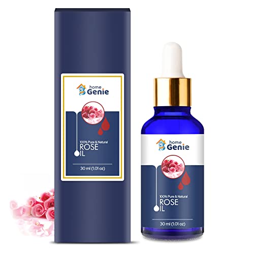100% Pure Natural Rose Essential Oil - Undiluted & Uncut - 30ml for Aromatherapy, Skincare & Relaxation | Home Genie Premium Essential Oils