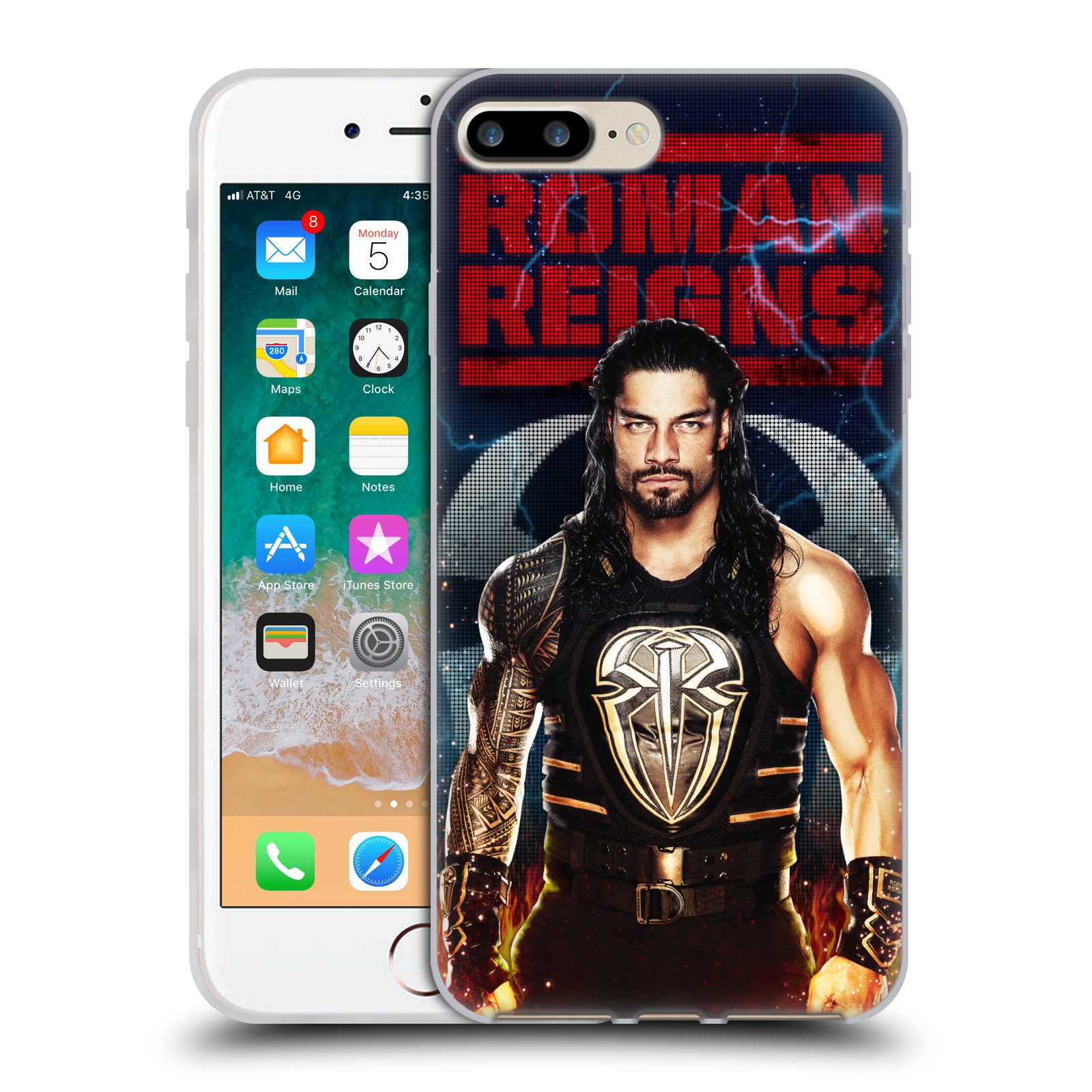 Official WWE LED Image Roman Reigns Soft Gel Case for Apple iPhone 7 Plus/8 Plus - Durable Protection & Stylish Design for Wrestling Fans & iPhone Users