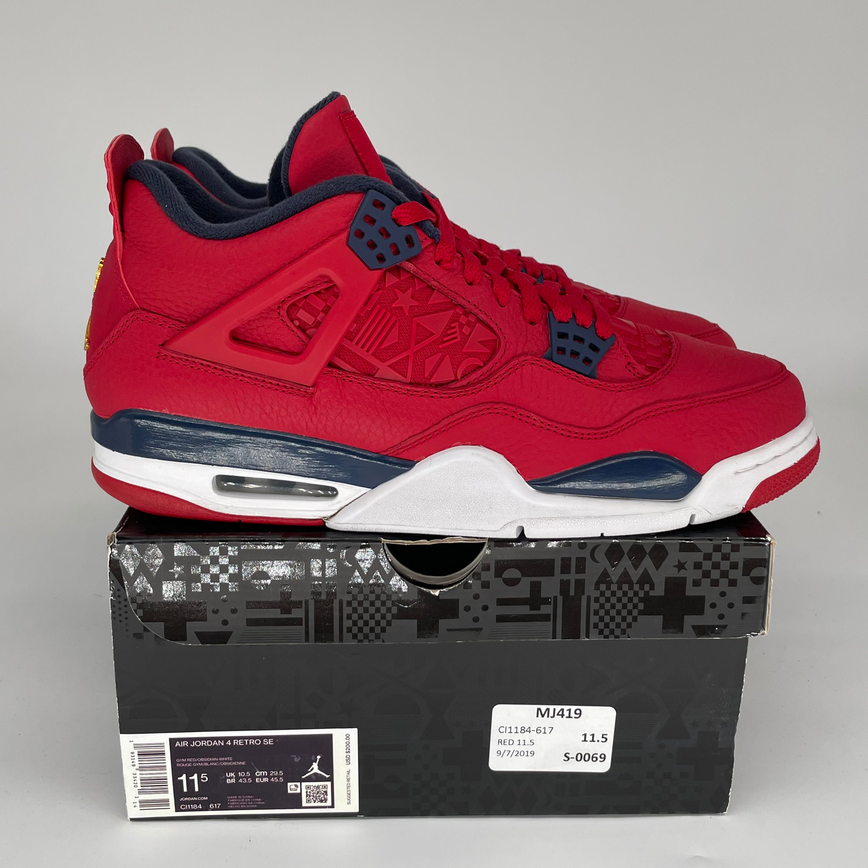 AIR JORDAN 4 FIBA Basketball Shoes Men's Size 11.5 - Official Retro Sneakers for Basketball & Streetwear (Style Code: CI1184-617) - Perfect for NBA Games, Gym Training and Urban Fashion