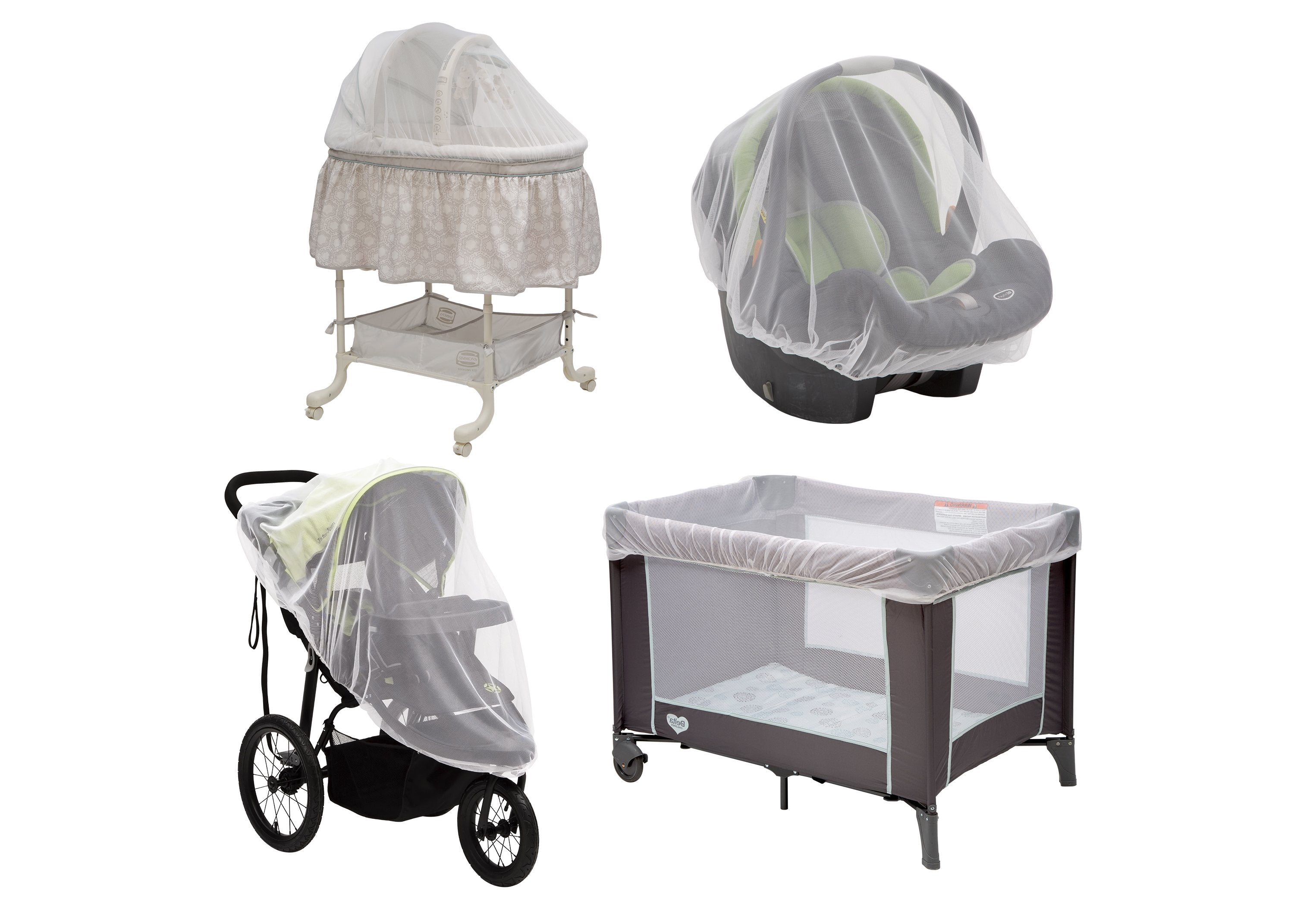 2 Pack Universal Mosquito Net for Strollers, Baby Carriers, Playpens & Bassinets - Breathable Mesh Bug Protection for Outdoor Walks, Park Visits & Traveling with Infants
