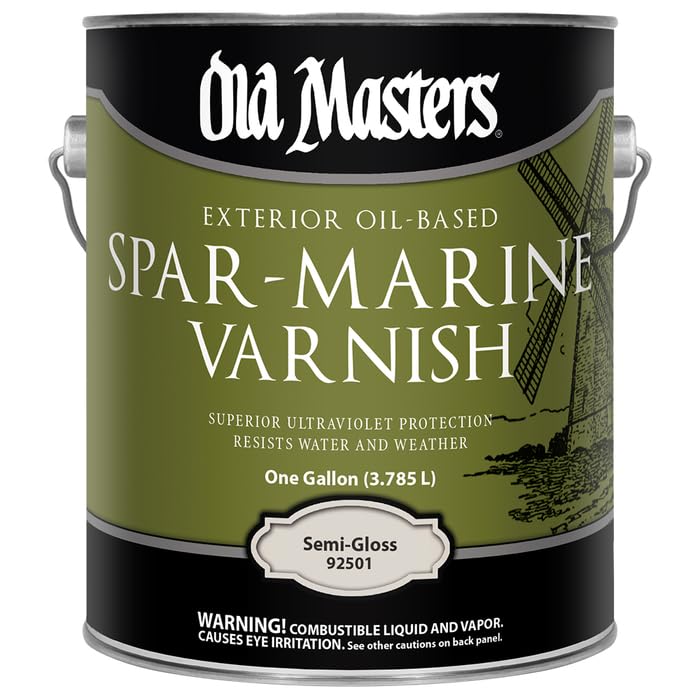 OLD MASTERS 92501 Spar Marine Varnish - High-Gloss Wood Finish for Boats, Outdoor Furniture & Decks - UV & Water Resistant Protective Coating