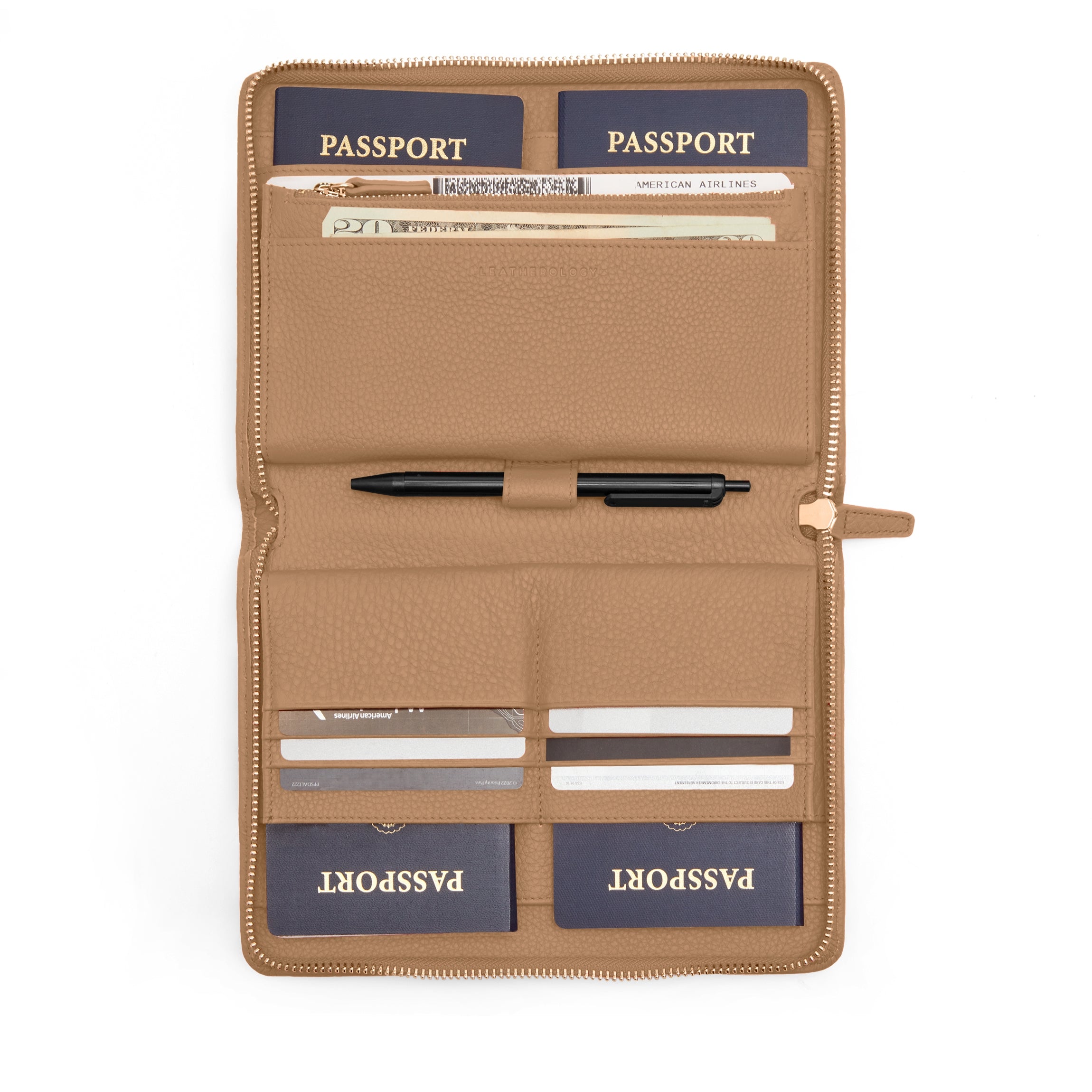 Premium Leather Family Passport Holder - RFID Blocking Travel Wallet for 4-6 Passports | Perfect for Family Vacations, International Trips & Air Travel Organization