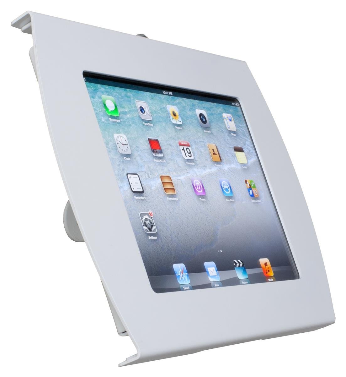 Secure iPad Wall Mount with Locking Enclosure - Compatible with iPad 2-4 & Air - Hidden Home Button Design - White Steel Finish - Perfect for Retail, Restaurants & Office Displays