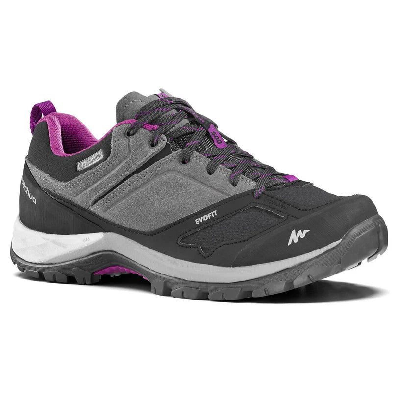 Quechua Women's MH500 Waterproof Hiking Shoes - Lightweight Trail Walking Shoes for Outdoor Adventures in Pink Grey