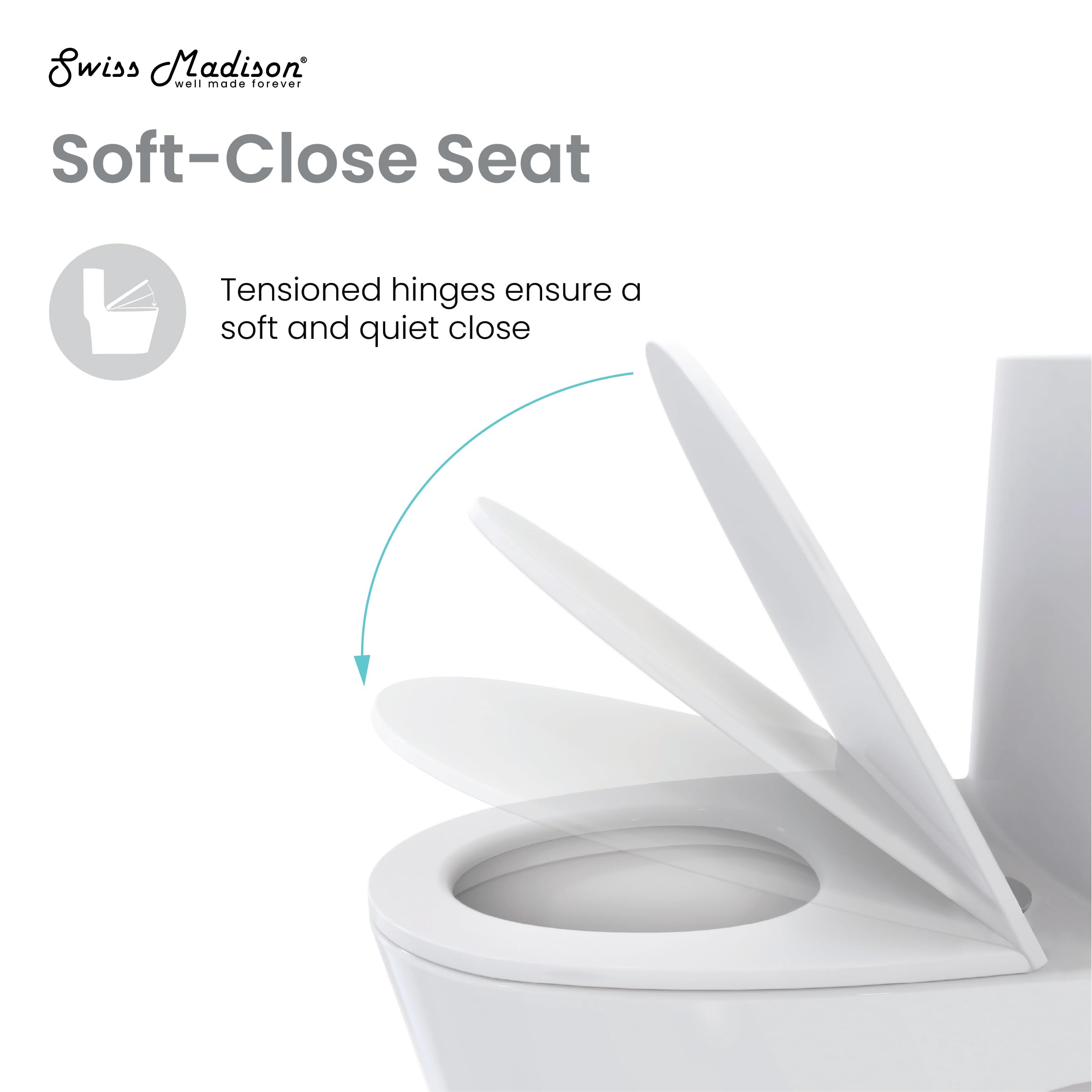 Hugo One Piece Elongated Dual Flush Toilet 1.1/1.6 GPF - Water Efficient Modern Bathroom Toilet for Home & Commercial Use