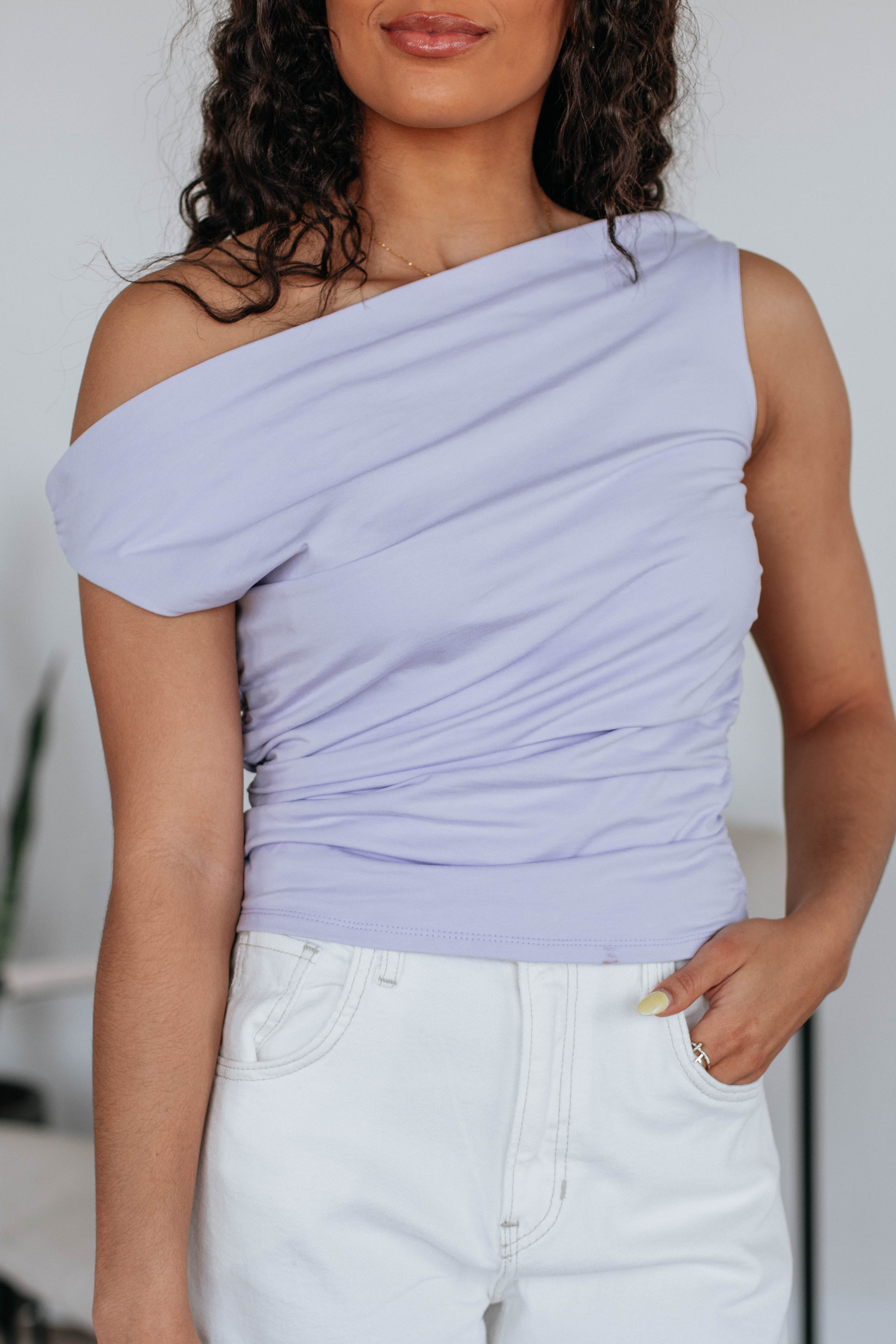 Belle Ruched Top Women's Elegant Blouse Lavender - Perfect for Casual Outings, Date Nights & Office Wear
