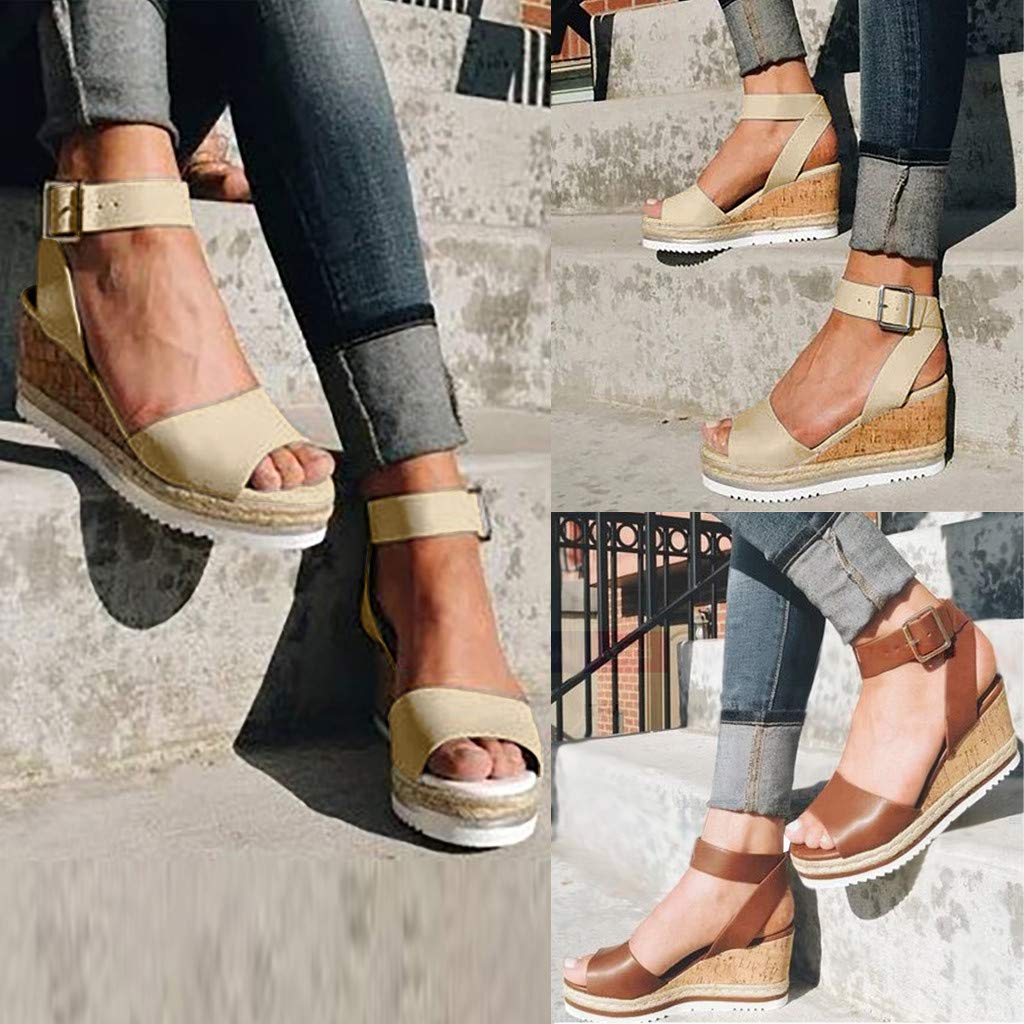 **Gibobby Women's Wide Width Platform Sandals - Casual Summer Flatform with Ankle Buckle Strap & Open Toe - Perfect for Beach, Vacation & Everyday Wear**