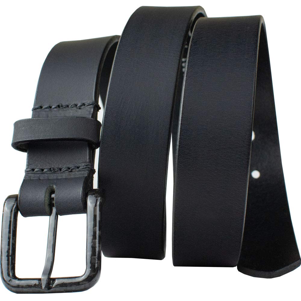 Premium USA-Made Full Grain Leather Belt with Carbon Fiber Buckle - Nickel Free, TSA Friendly - Perfect for Business, Travel & Everyday Wear