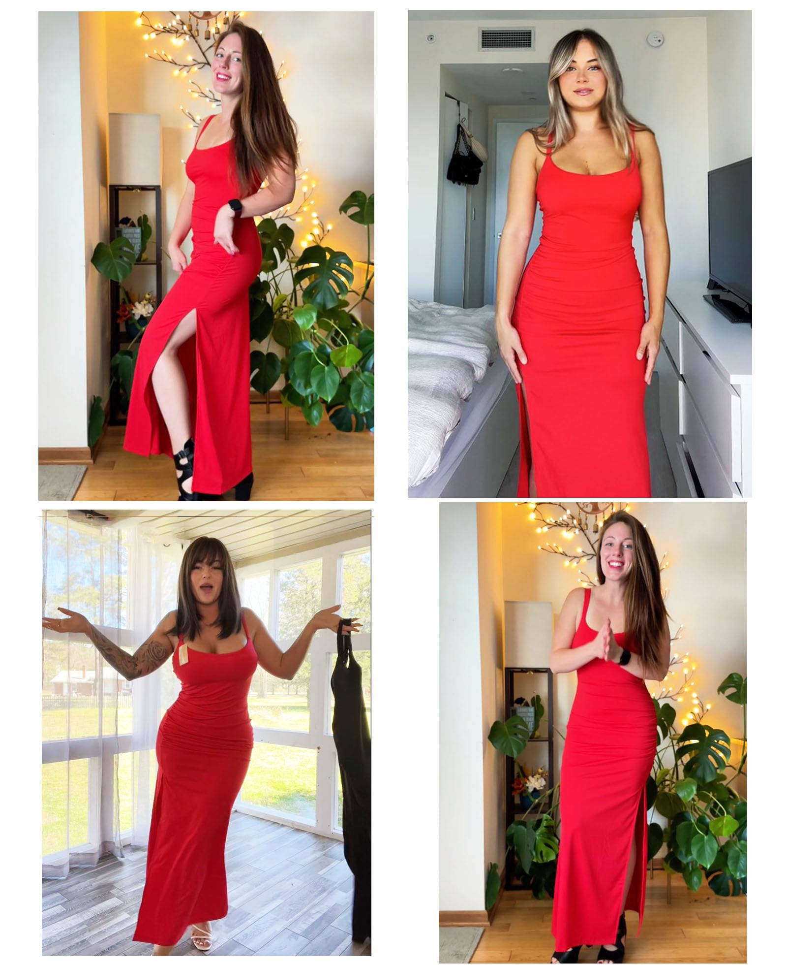 **Popilush Women's Shapewear Maxi Dress - Bodycon Slit Dress with Built-in Shapewear | 2024 Trending Slimming Dresses for Parties, Weddings & Evening Events**