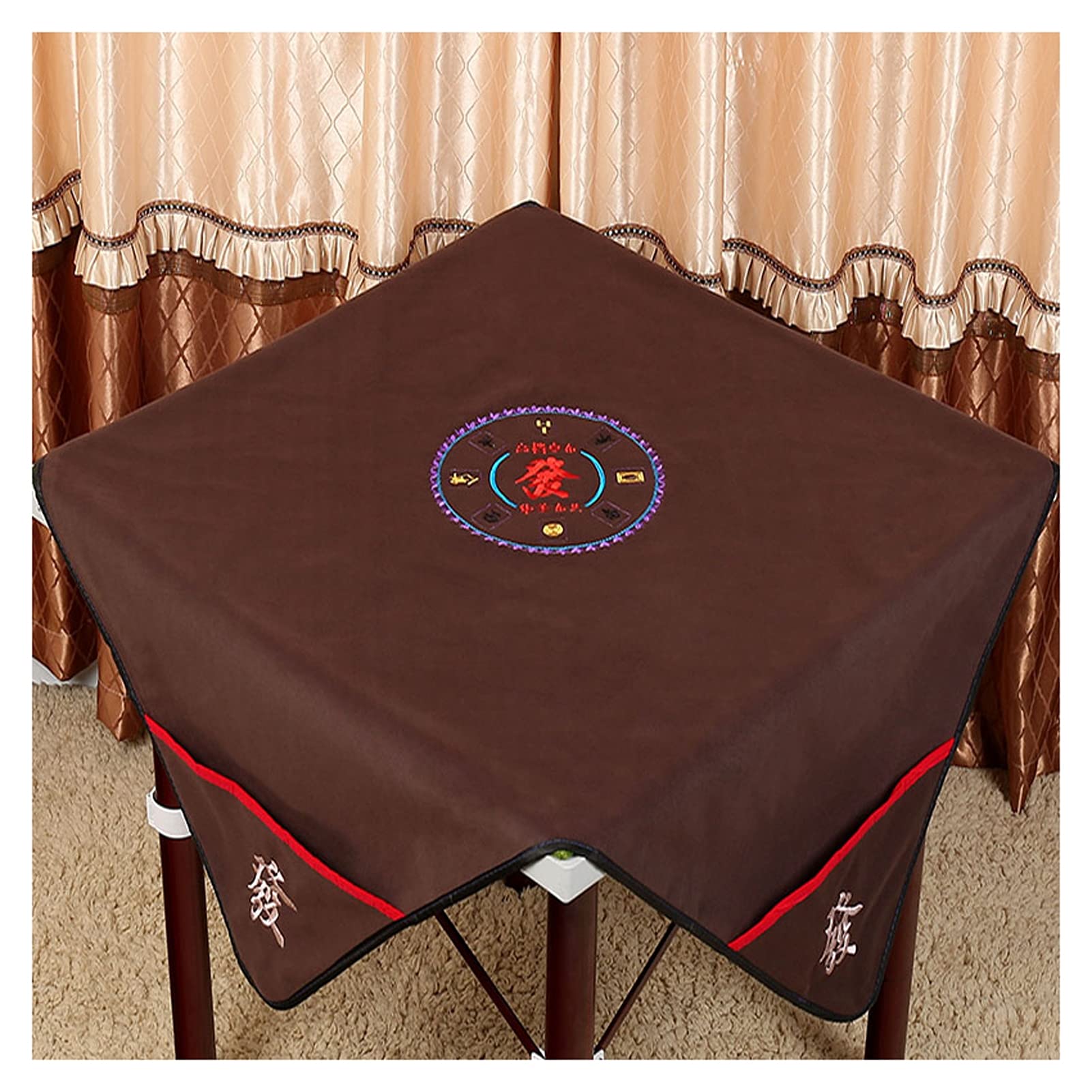 Non-Slip Mahjong Mat Table Cover - 110x110cm Large Game Table Protector for Poker, Cards, Board Games, Dominoes & Tile Games - Noise Reducing Surface Pad (Braun) - Perfect for Game Nights, Family Gatherings & Casino Parties