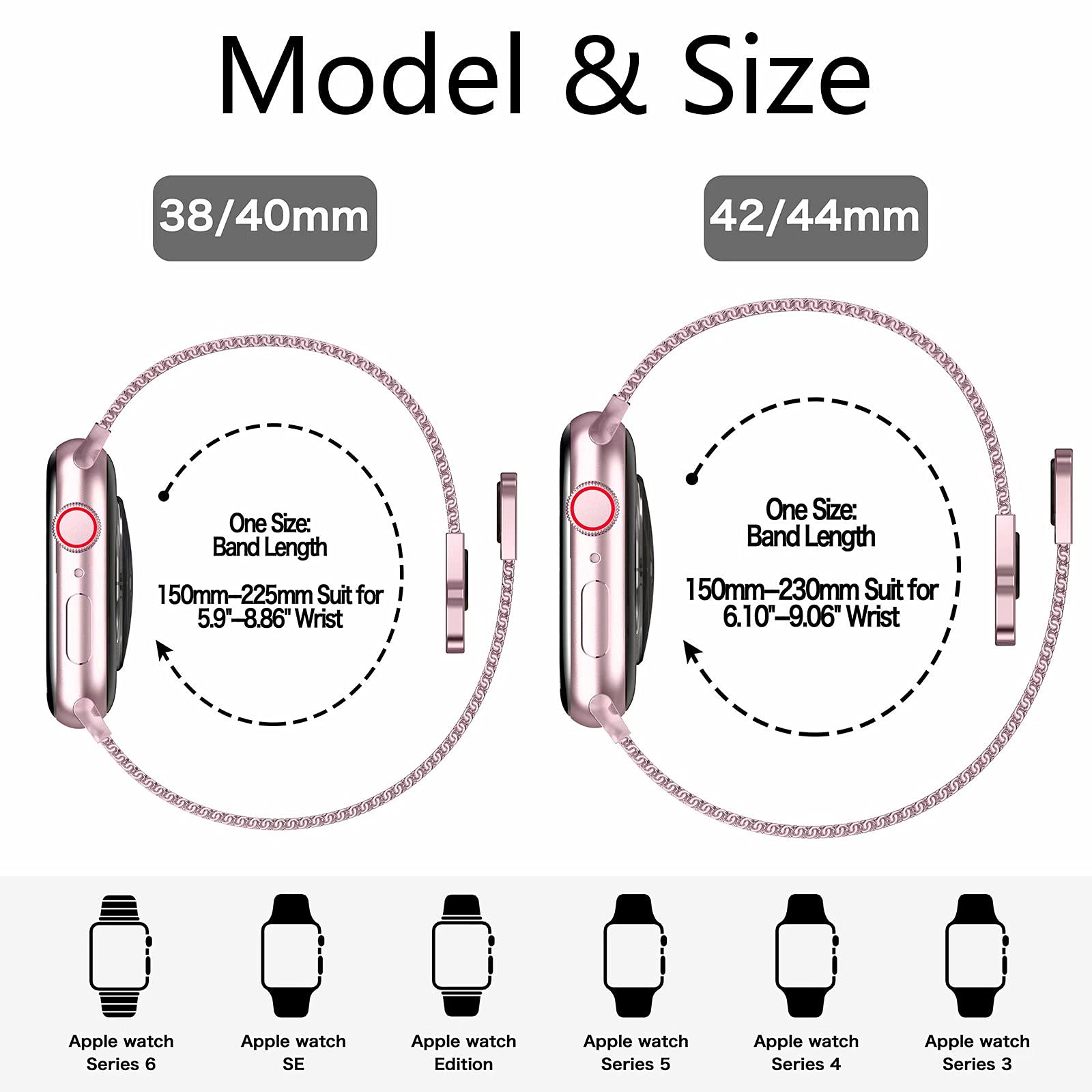 Premium Stainless Steel Band for Apple Watch 38/40/41/42/44/45mm - Magnetic Strap Compatible with iWatch Series 9/8/7/6/5/4/SE/3/2/1 - Includes Screen Protector Case - Perfect for Workouts, Office & Everyday Wear (Men & Women)