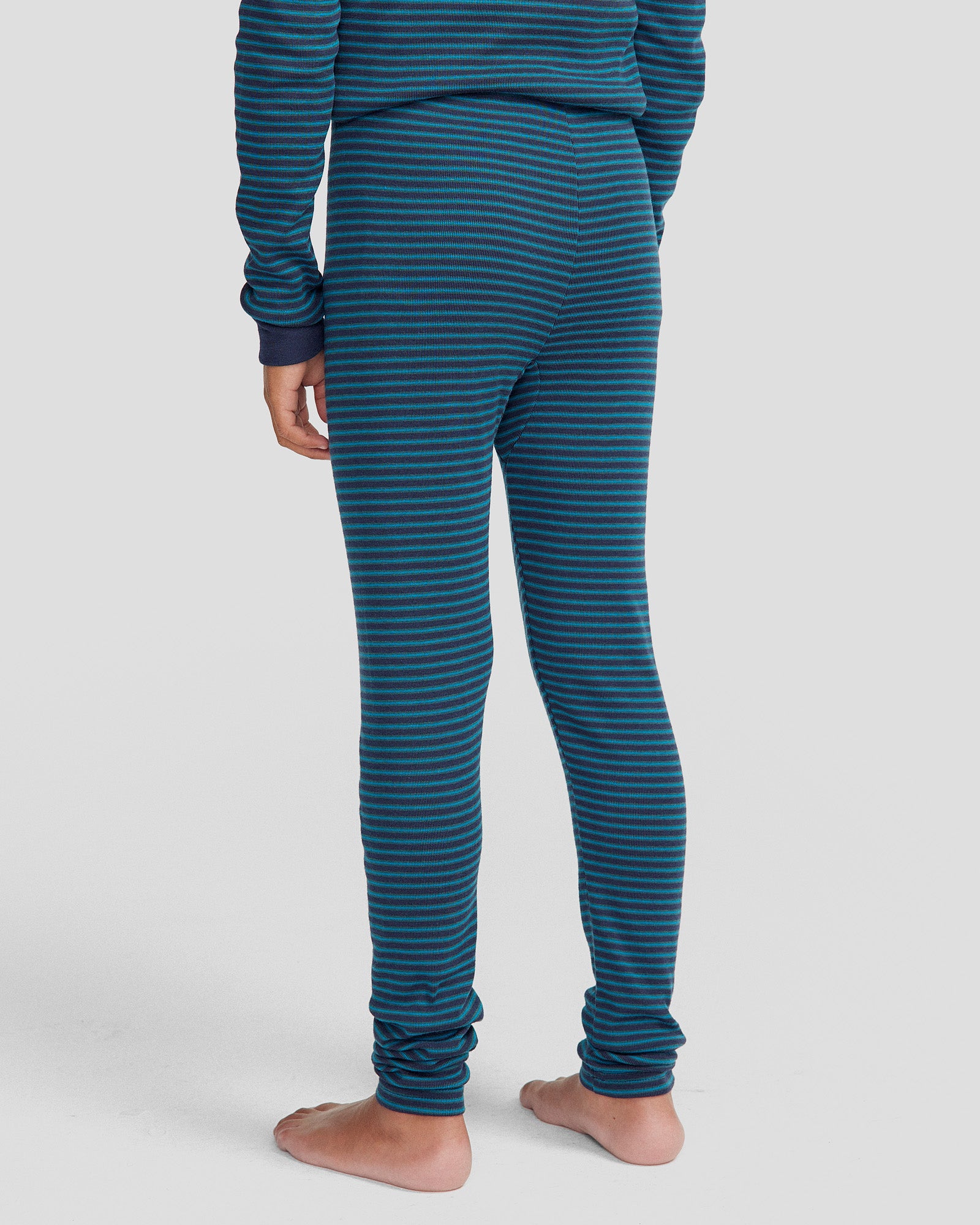 KMDCore Kids' Long John Pants - Dark Eddy/Navy Stripe Thermal Underwear for Boys & Girls - Perfect for Winter, Outdoor Activities & Layering