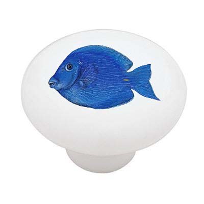 Premium Tropical Blue Tang Fish Ceramic Drawer Knob - Unique Marine Themed Cabinet Hardware for Kitchen, Bathroom & Furniture Upgrade