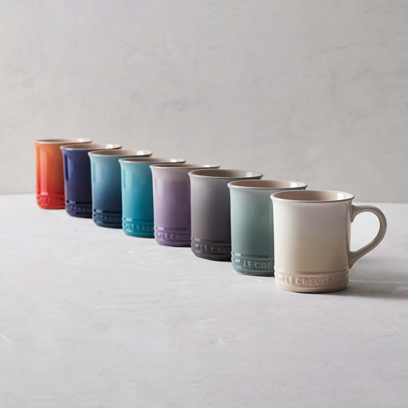 Le Creuset Classic Enameled Coffee Mug Set of 4 - Oyster White - Durable & Stylish for Home, Office, or Gifts - Perfect for Hot & Cold Beverages