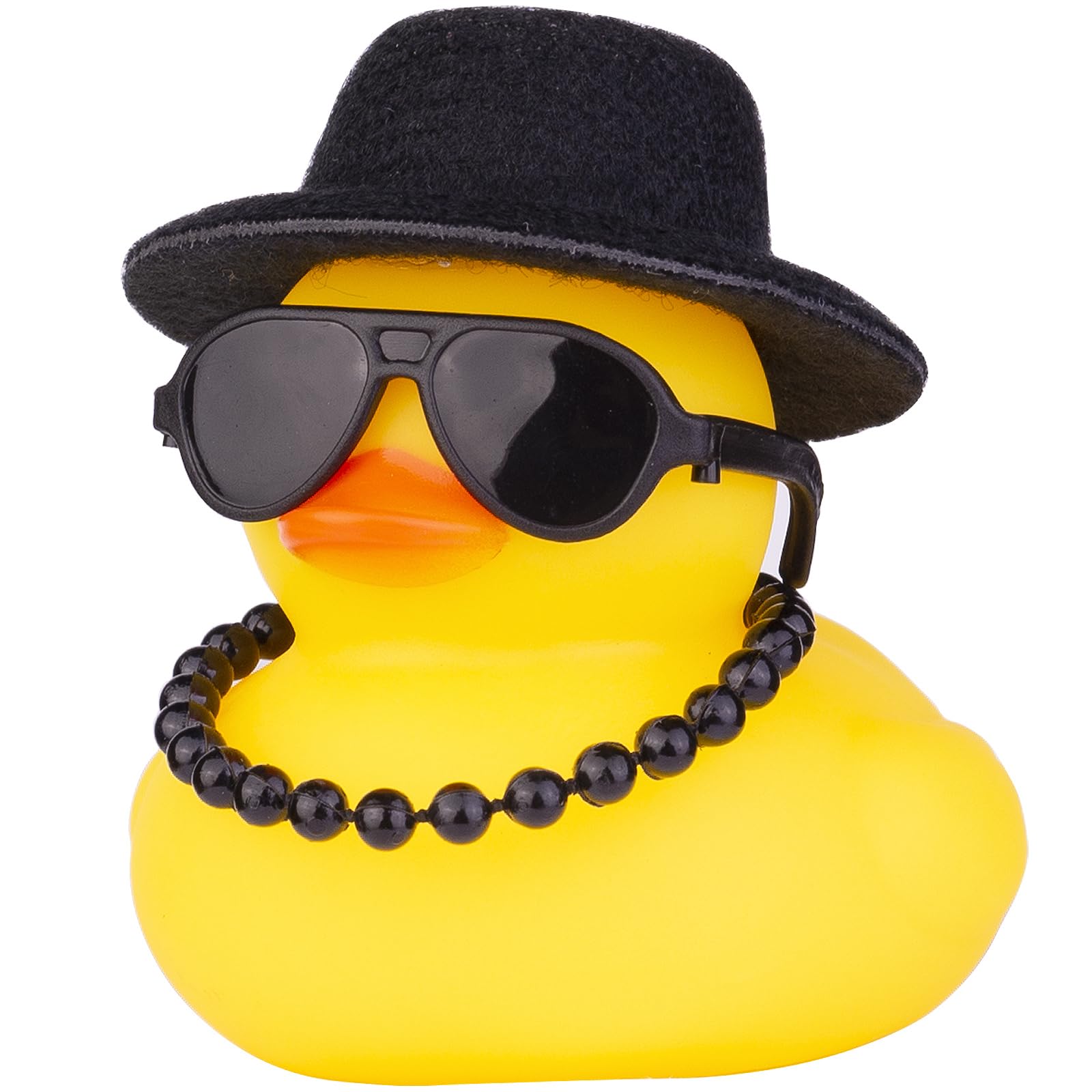 MuMyer Rubber Duck Car Dashboard Decorations - Cute Mini Hat, Swim Ring, Necklace & Sunglasses Accessories for Car Interior (A8) | Fun Dashboard Ornaments for Gifts, Party Favors & Car Decor