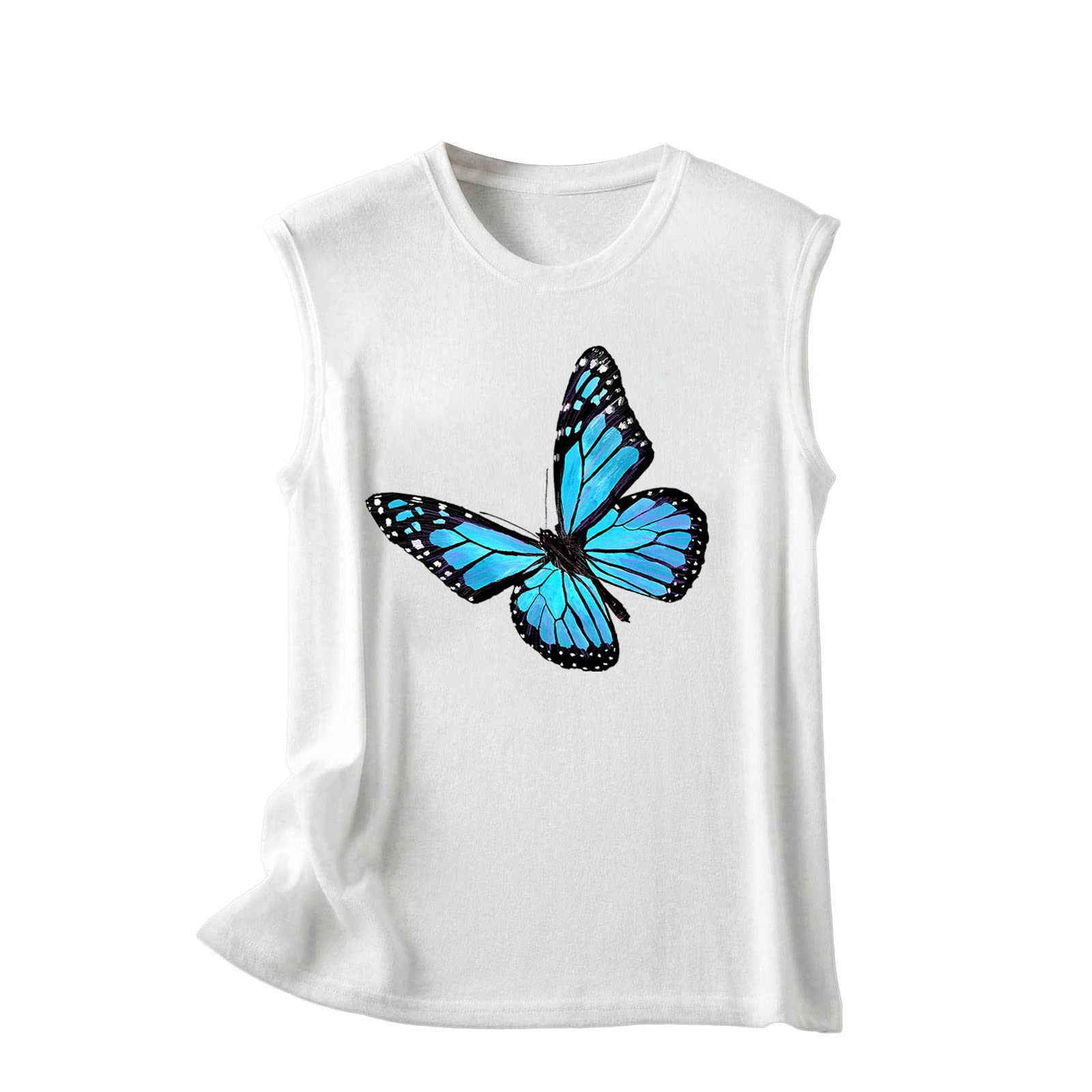 Women's Sleeveless Printed T-Shirt - Round Neck Casual Tank Top for Gym, Workout & Everyday Wear | Breathable & Comfortable Blouse for Bodybuilding & Summer Outfits