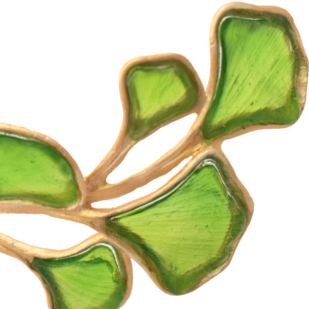 Handmade Artisan Glass & Gold Plated Ginkgo Leaf Cuff Bracelet - Elegant Boho Jewelry for Women, Perfect for Weddings, Parties & Everyday Wear