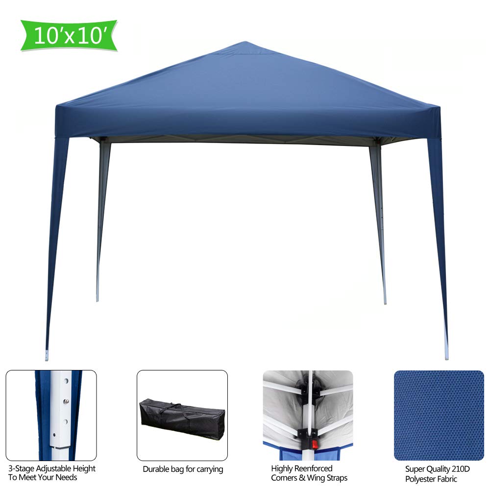 Henf 10x10ft Pop Up Tent - Instant Outdoor Gazebo with UV Protection, Portable Canopy Shelter for Parties, Camping & Beach | Commercial Grade Pavilion for Backyard, Picnics & Events