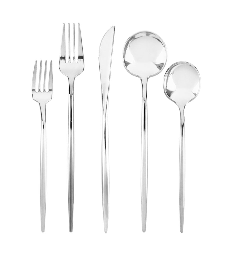 Premium 40-Piece Silver Flatware Set for 8 - Stainless Steel Elegant Cutlery Collection for Dining, Wedding & Special Occasions - Dishwasher Safe Flatware Service for 8