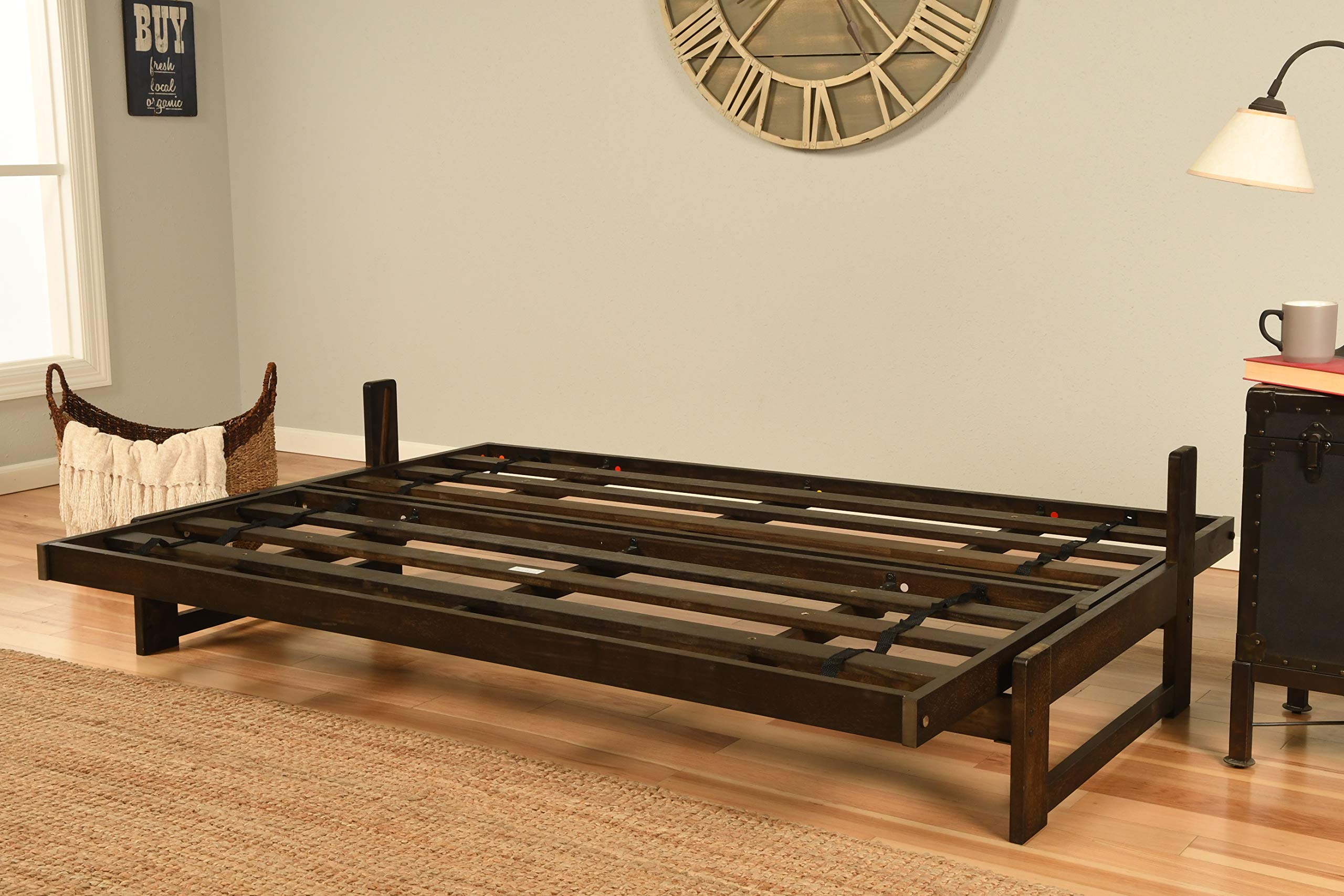 KODIAK FURNITURE Aspen Futon Set with Reclaimed Mocha Finish - Modern Sofa Bed for Small Spaces, Living Room, Dorm & Guest Room