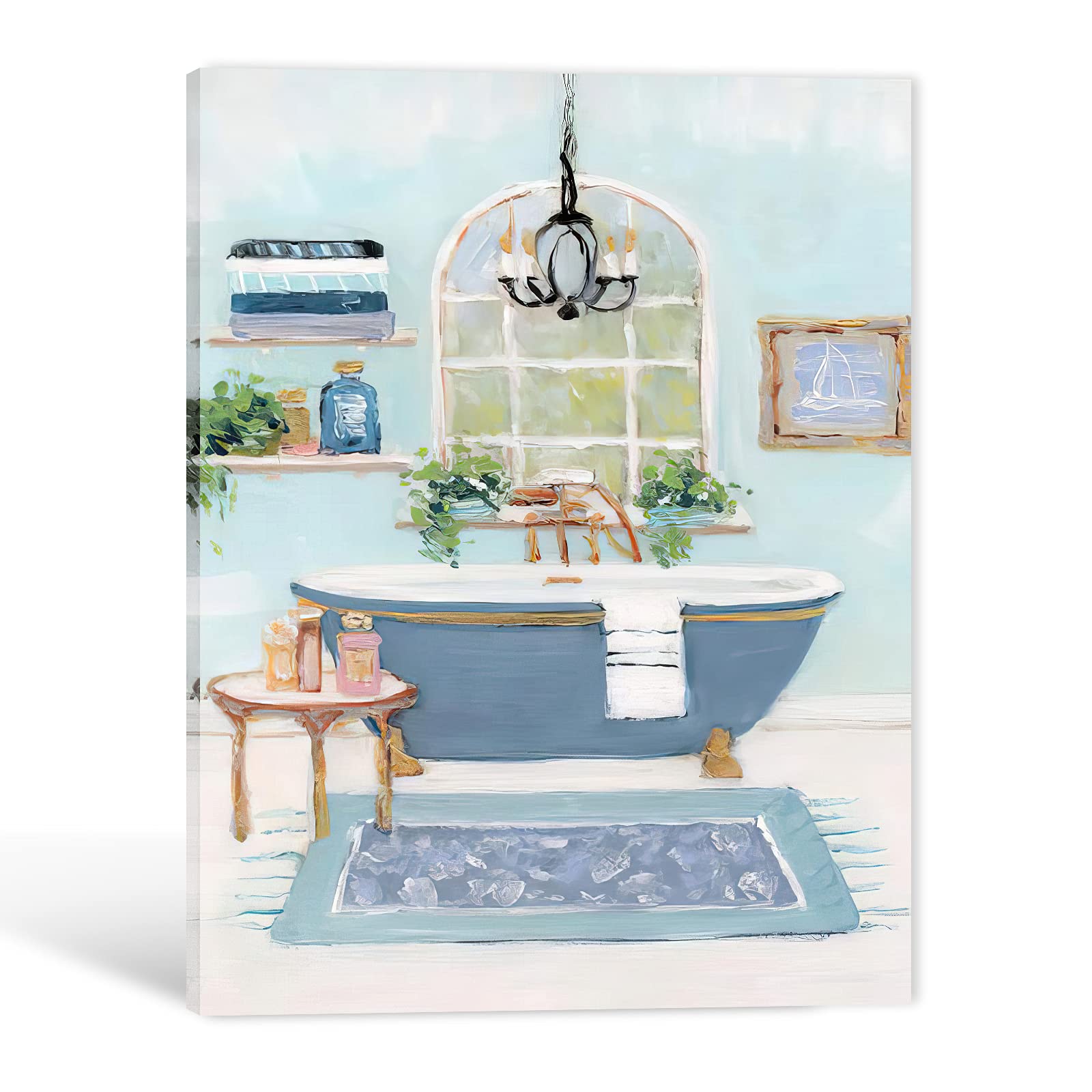 GUTTATY Retro Bathtub Bathroom Wall Art - 32x48 Inch Framed Canvas Prints for Women's Dressing Room & Home Decor, Ready to Hang - Perfect for Bathroom, Bedroom, and Living Room Wall Decoration