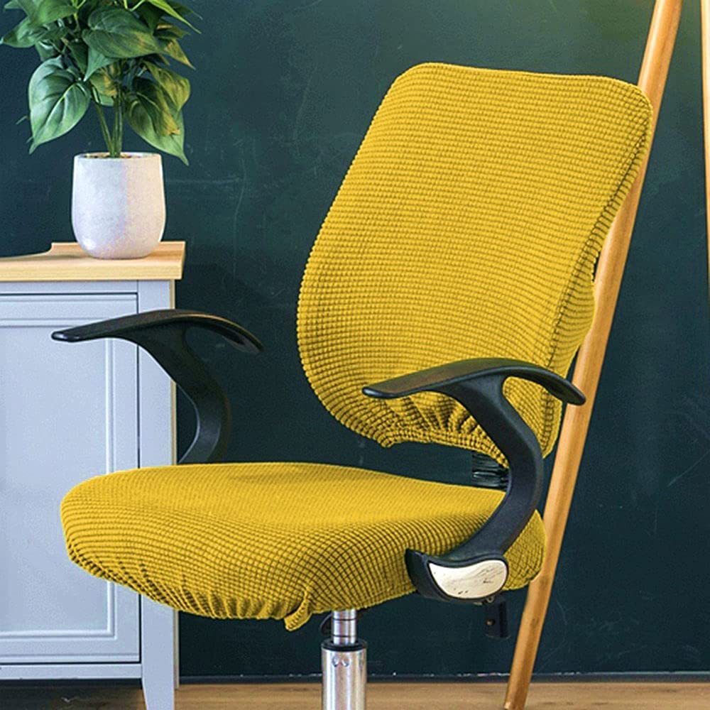 Universal Stretch Elastic Office Chair Cover - Washable, Non-Slip, Resilient Replacement for Computer, Dining Room, Party & Wedding Chairs (Yellow) | Perfect for Home Office, Conference Rooms & Event Decor