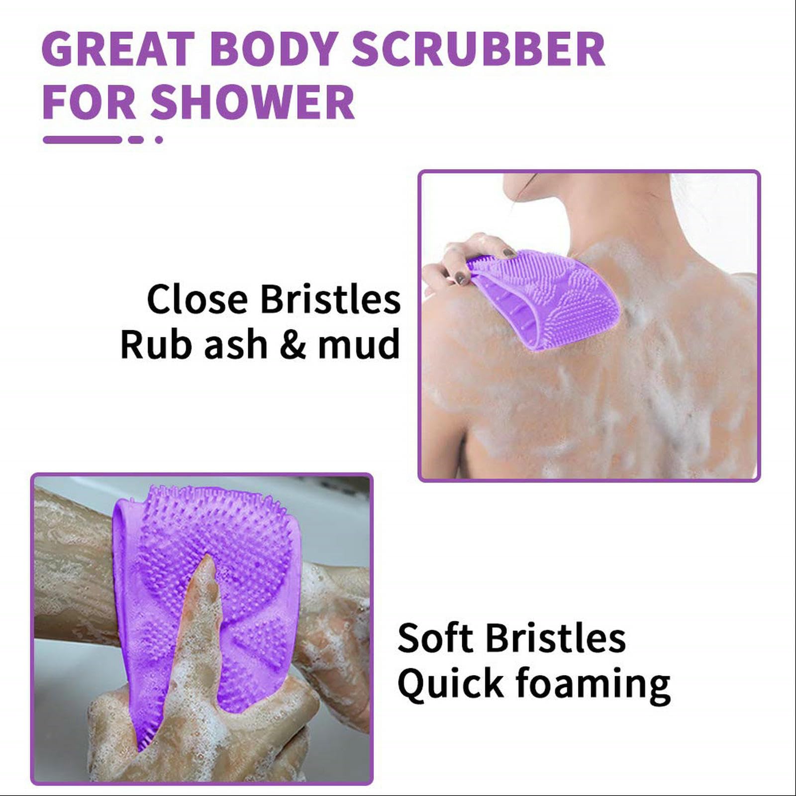 35 Inch Extra Long Silicone Back Scrubber & Body Brush - Exfoliating Shower Brush with Handle for Men & Women - Perfect for Deep Cleansing, Back Exfoliation & Spa-Like Bath Experience