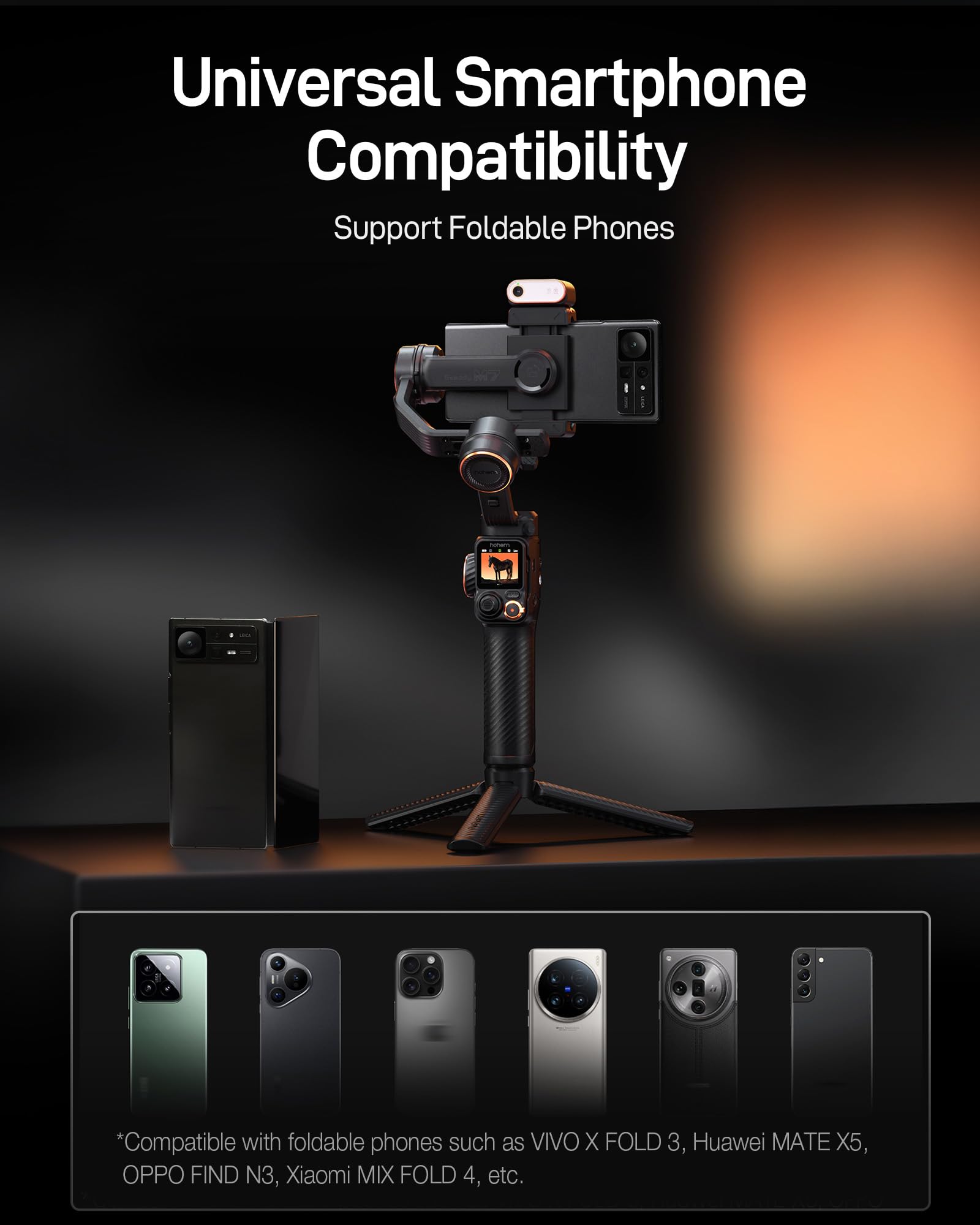 Hohem iSteady M7 3-Axis Gimbal Stabilizer for iPhone & Android - AI Tracking, 1.4