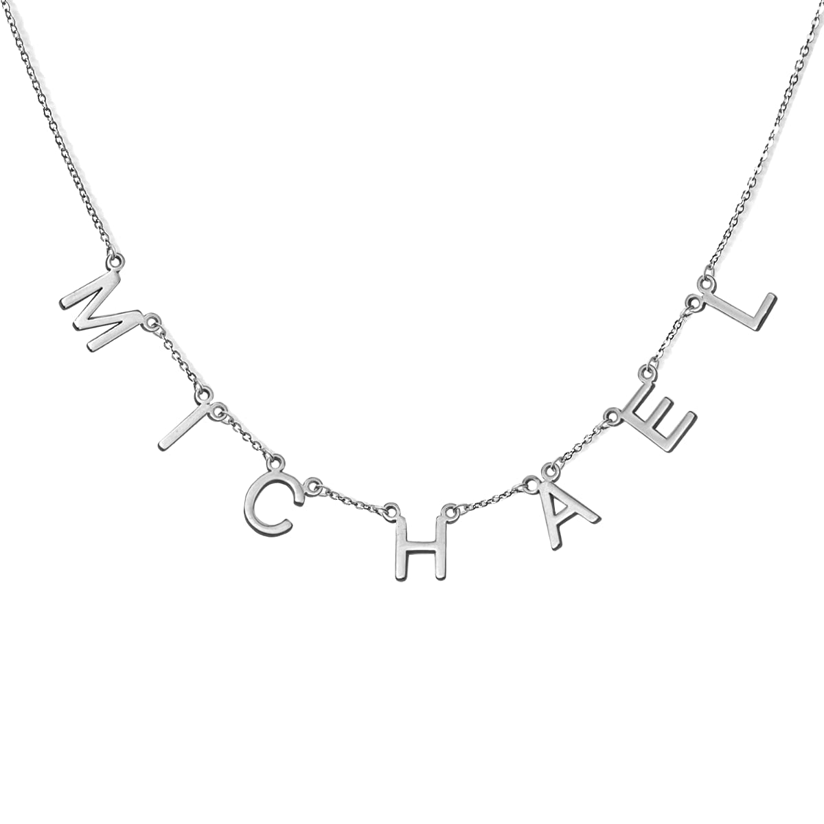 Custom Silver Name Necklace for Women - Personalized Spaced Letter Jewelry Gift for Her - Perfect for Birthdays, Anniversaries & Special Occasions