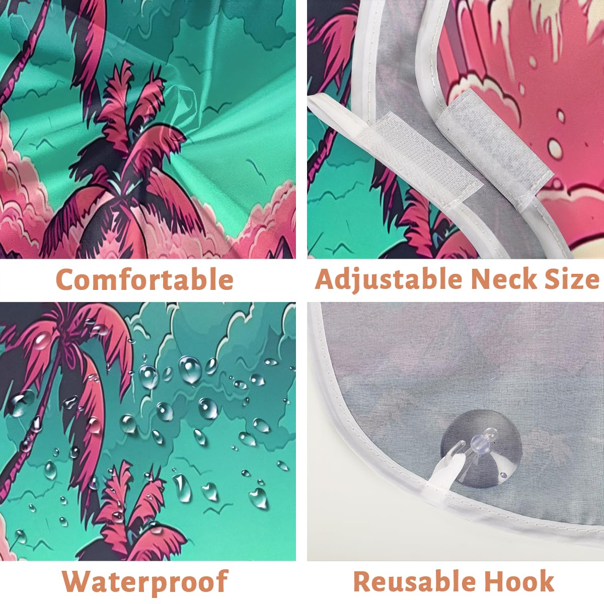 Colorful Palm Tree Beard Shaving Bib for Men - Waterproof Hair Dye Apron & Barber Cape for Haircut, Beard Trimming & Makeup - Sink Hair Catcher & Styling Tool - Perfect for Home Grooming & Salon Use