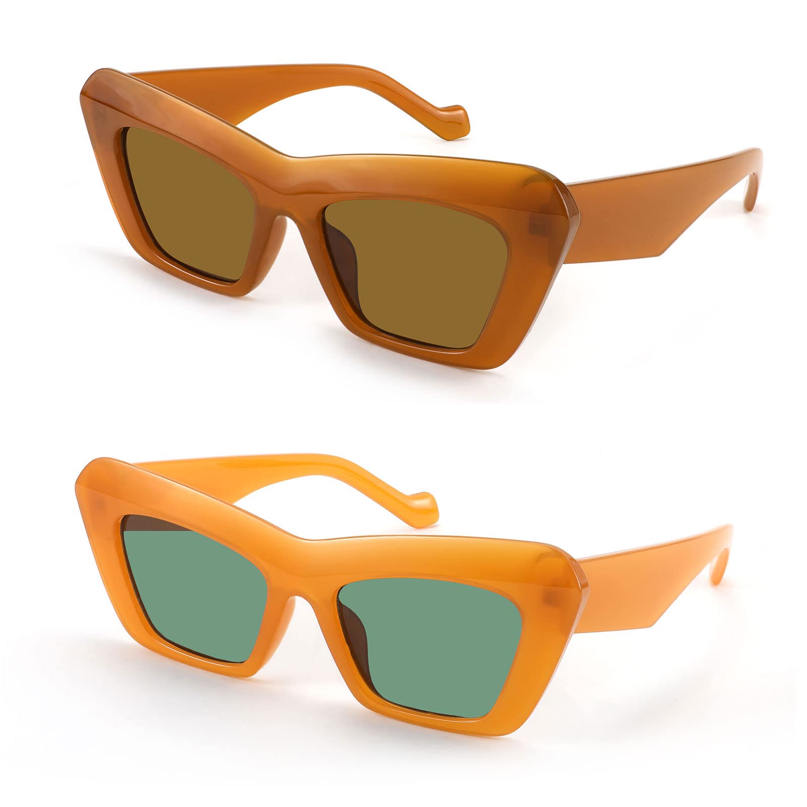 Karsaer Vintage Cateye Sunglasses for Women - Retro Square Frame 90s Style, Classic 70s Inspired Shades | Perfect for Beach, Driving & Fashion Accessories