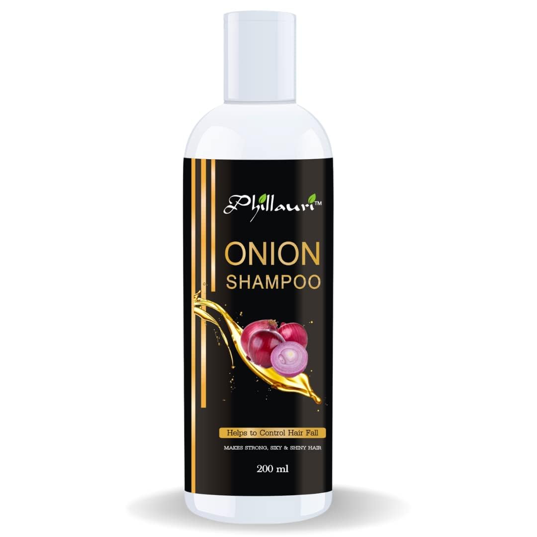 Phillauri Onion Hair Shampoo for Hair Fall Control & Anti-Dandruff Treatment | 200ml | Promotes Hair Growth & Scalp Health | Perfect for Daily Use & Damaged Hair Care