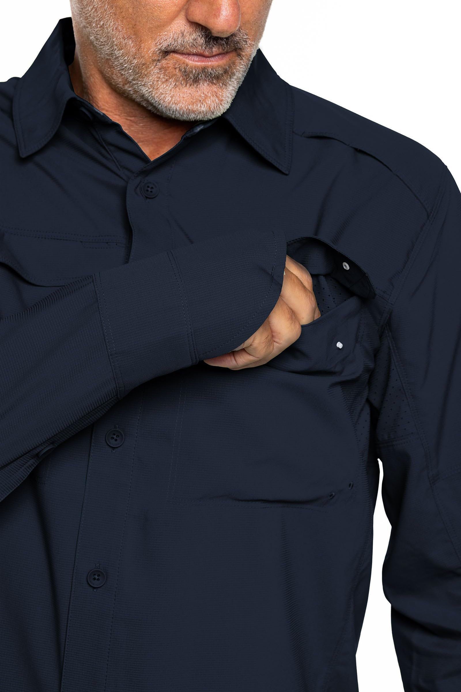 Coolibar UPF 50+ Men's Nassau Fishing Shirt - Sun Protective Long Sleeve Shirt for Outdoor Activities, Fishing, Hiking & Beach Wear