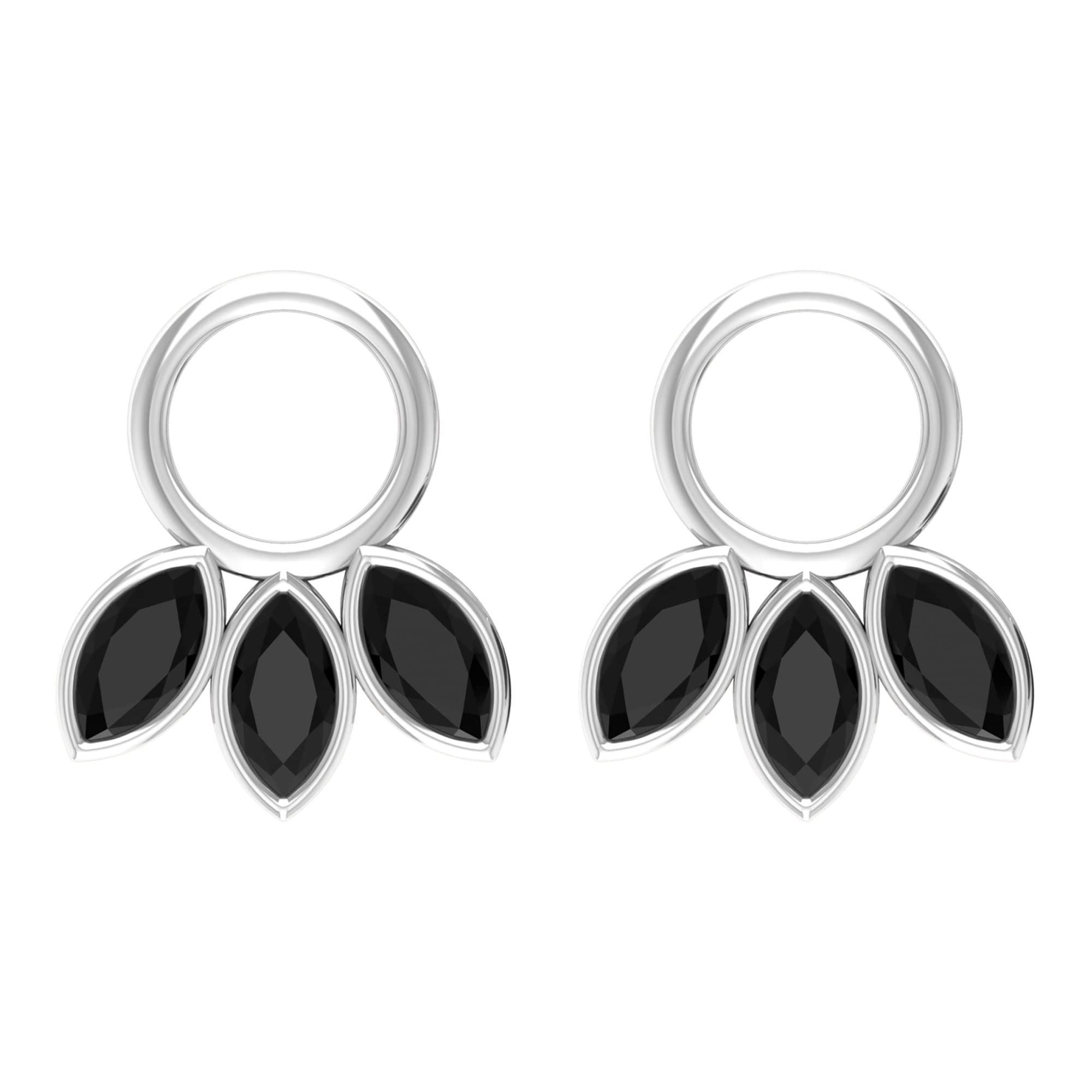 1/2 CT Marquise Cut Black Spinel Stud Earrings - 14K Solid Gold Minimalist Bezel Set Earrings for Women | Elegant Everyday Wear, Gift for Her, Wedding & Special Occasion Jewelry