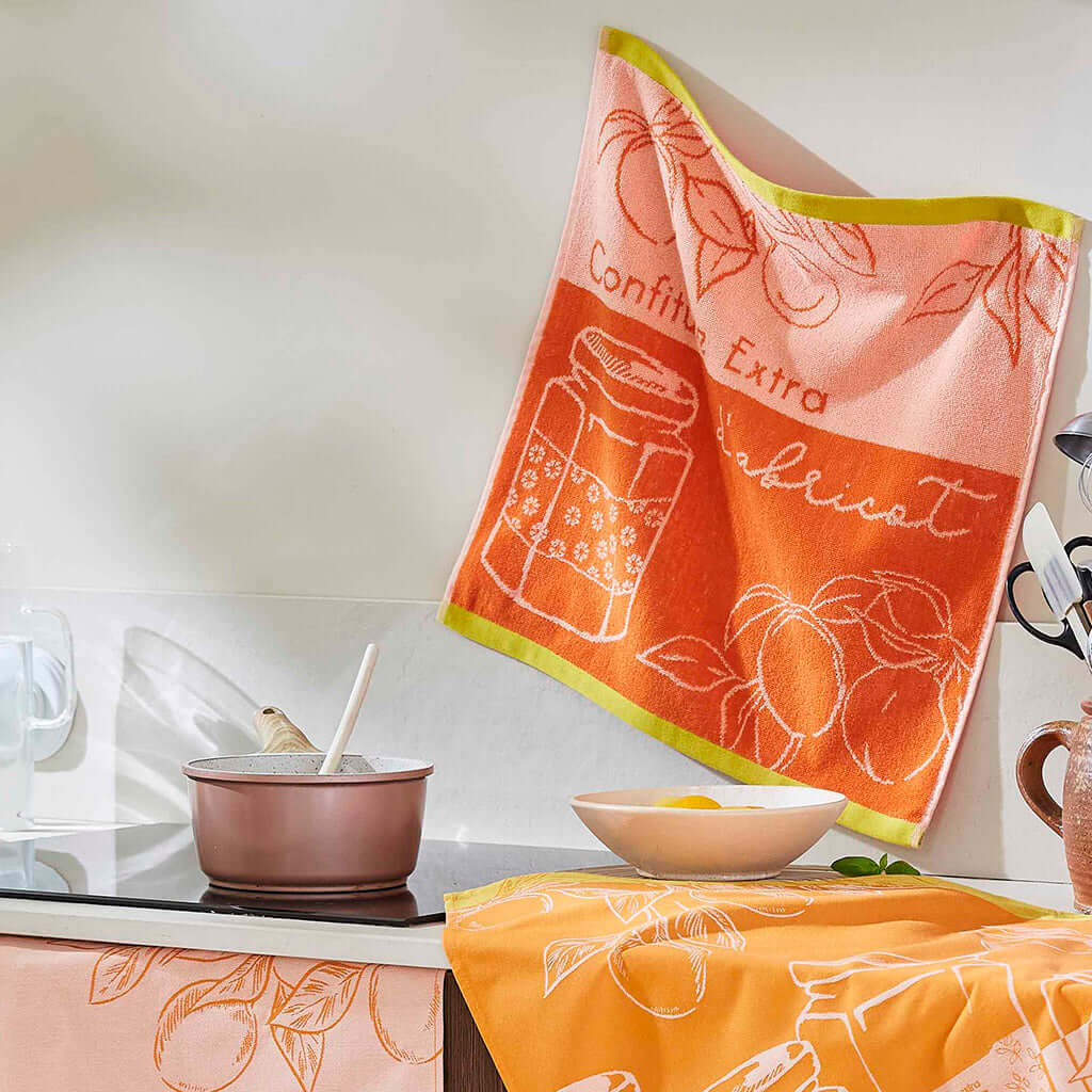 Premium Terry Cotton Square Towel Set - Soft & Absorbent Apricot Delights Bath Towels for Spa, Gym & Beach - Luxury Délices d'Abricots Collection by Coucke