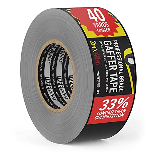 Premium Gaffer Tape - 2 Inch x 40 Yards (120 Feet) Heavy Duty Black Cloth Tape - Strong Adhesive for Stage, Film, Photography, Electrical Work & DIY Projects - Perfect for Securing Cables, Marking Floors & Temporary Repairs