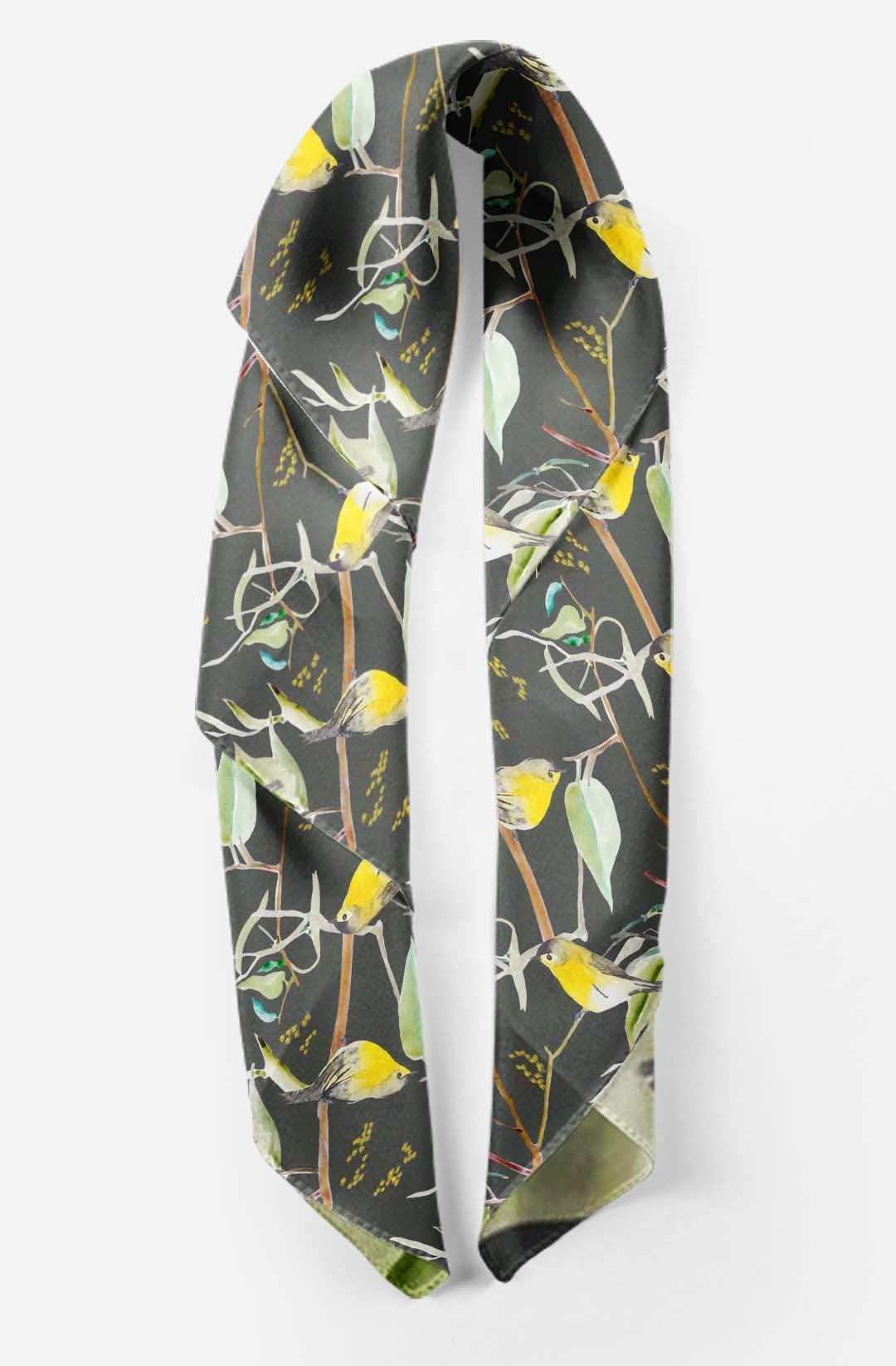 Bimba Printed Pure Silk Scarf - Women's Fashion Hair Neck Head Bandana Wrap - Perfect for Boho Style, Beach Outfits & Special Occasions