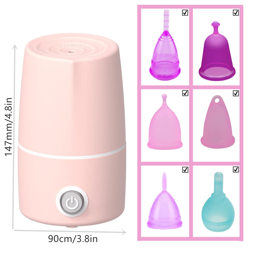 Sterilizer for Menstrual Cups - High-Temperature Steam Cleaner Machine Kills 99.9% Germs in 8 Minutes | Feminine Hygiene Product | Leak-Proof Design (Pink) | Perfect for Travel, Home & Office Use