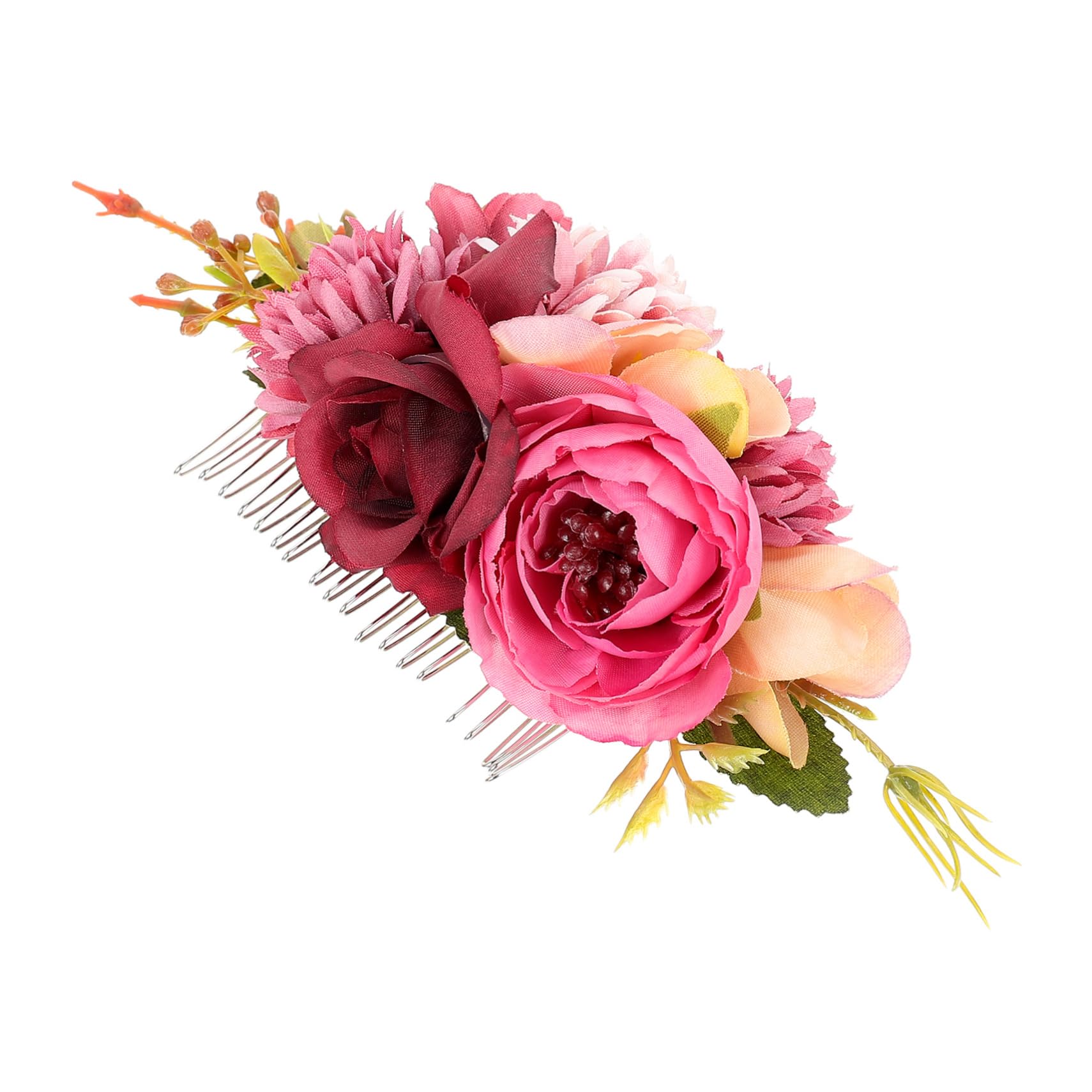 POPETPOP 5-Piece Floral Bridal Hair Comb Set - Artificial Flower Side Combs, Wedding Headpieces & Romantic Hair Clips for Women - Perfect for Bridal Showers, Weddings & Special Occasions