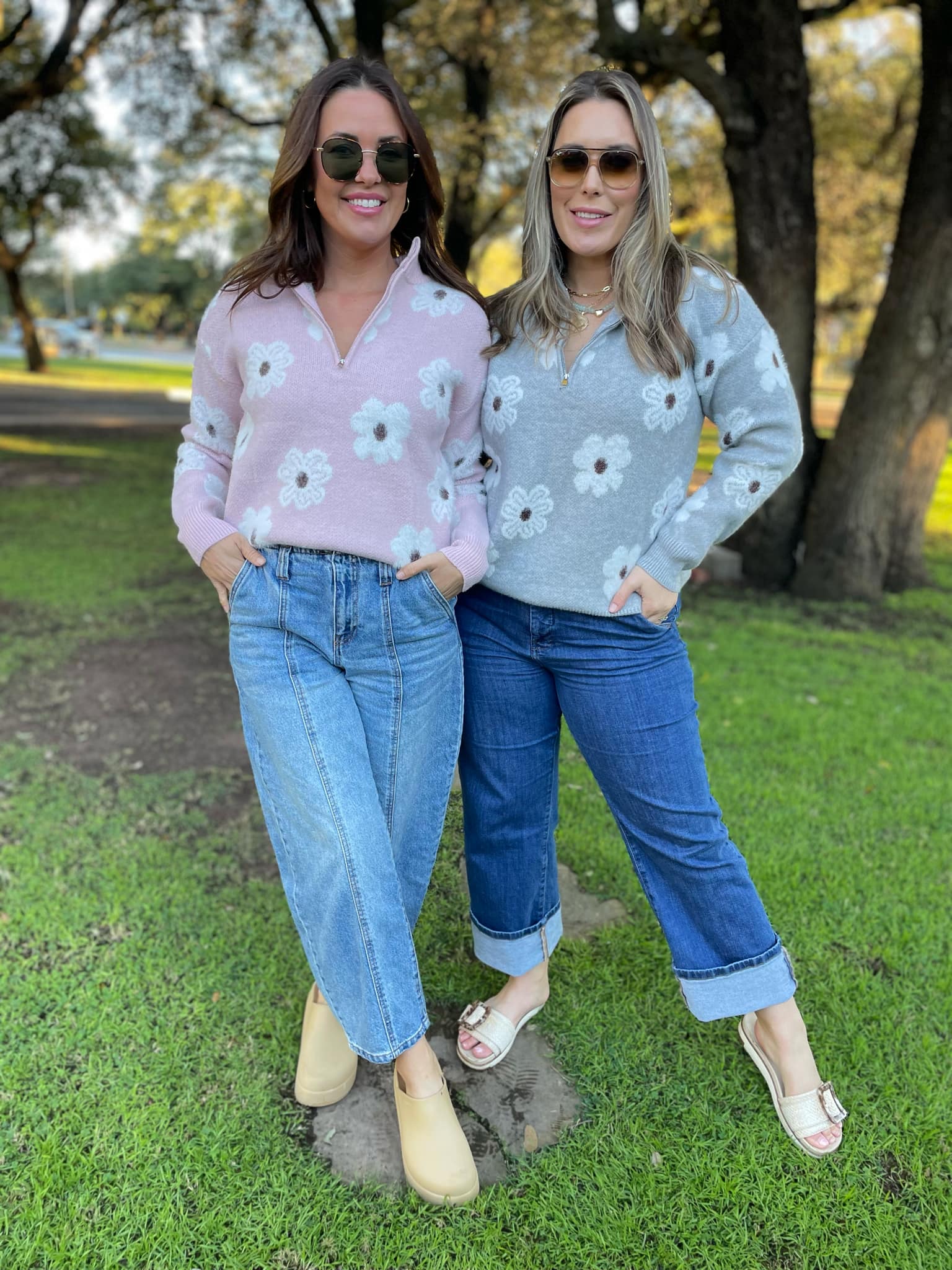 PREORDER: Stylish Flower Powered Half Zip Sweater for Women - 4 Trendy Colors | Perfect for Casual Outfits, Spring Layering & Outdoor Activities