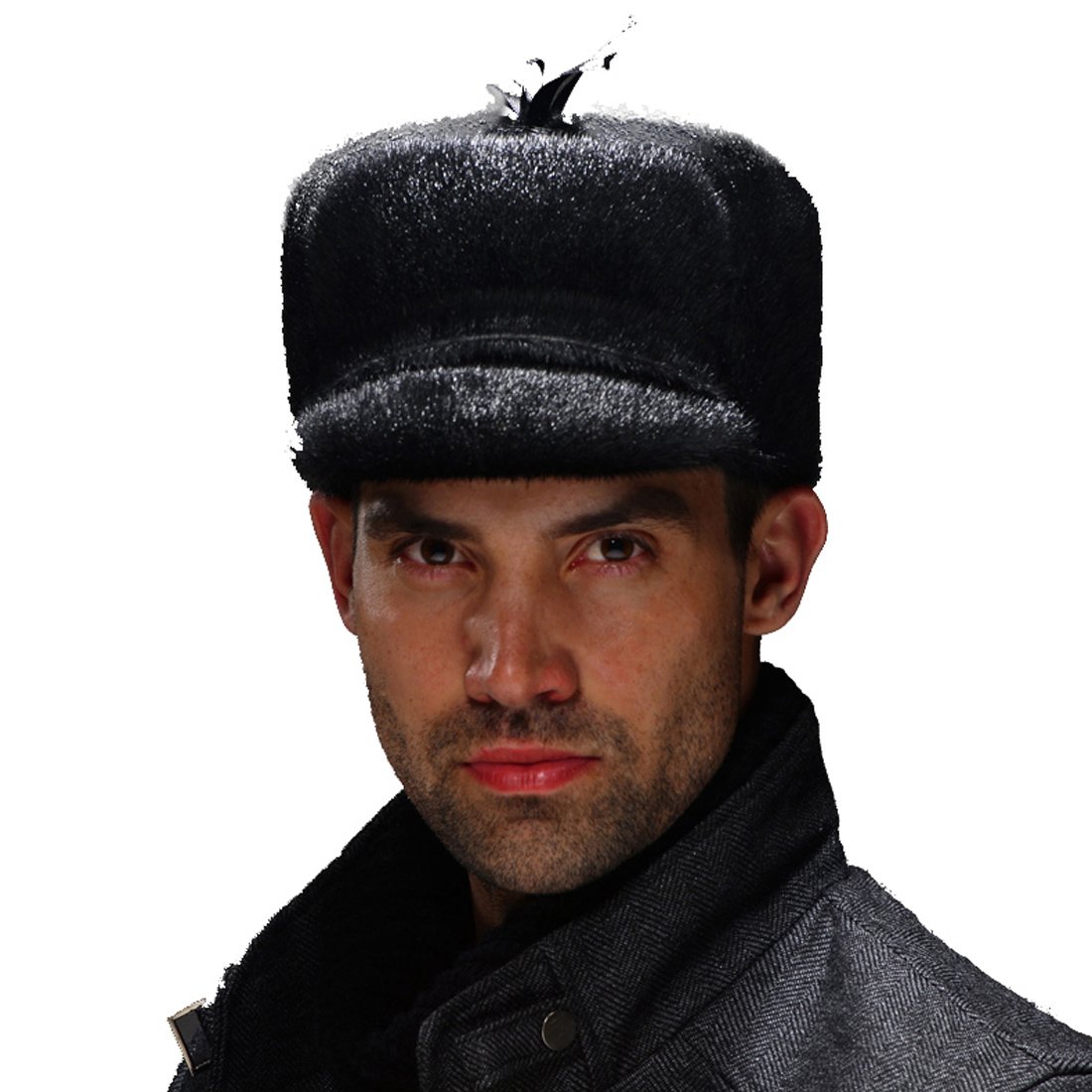 URSFUR Men's Sealskin Fur Hunting Cap - Winter Trapper Hat with Ear Flaps for Cold Weather Outdoor Activities | Hunting, Fishing, Skiing