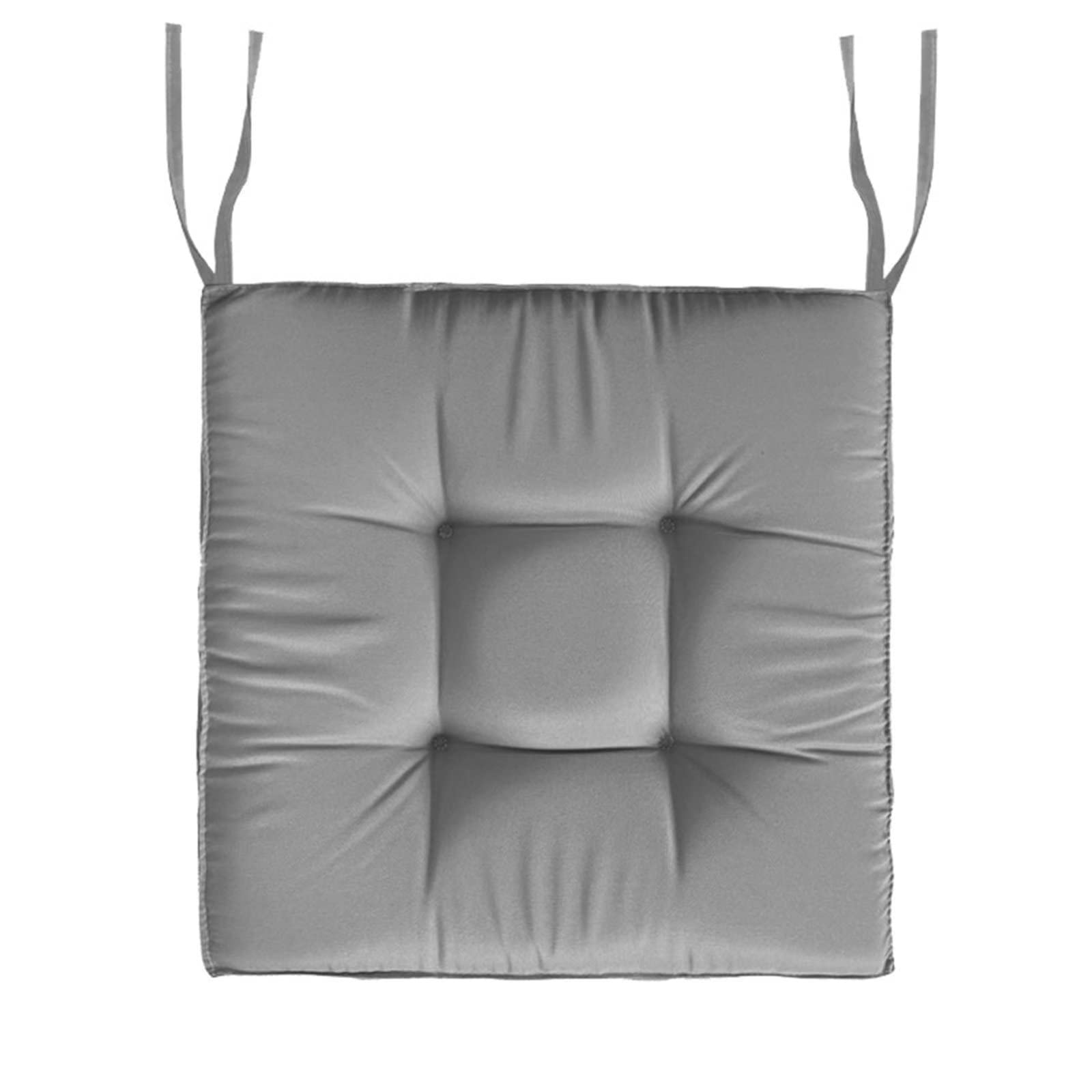 Premium 4-Pack Waterproof Dining Chair Cushions with Non-Slip Ties - Thick Square Seat Pads for Kitchen & Dining Room Chairs (Grey) | Perfect for Home, Office, Restaurant & Outdoor Use